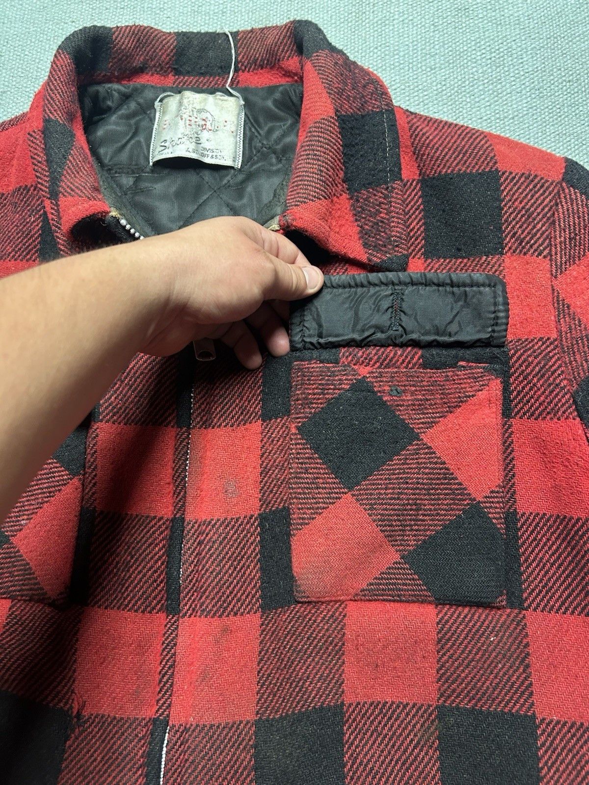 Vintage Vtg wool zip jacket buffalo plaid Weatherguard quilted large Size US L / EU 52-54 / 3 - 7 Thumbnail