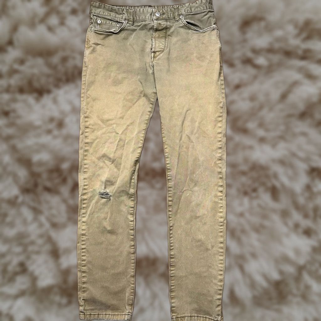 Buck Mason Maverick Slim Pants Mens 33x32 Beige Distressed Grunge Punk Alt Retro Jeans main image 8