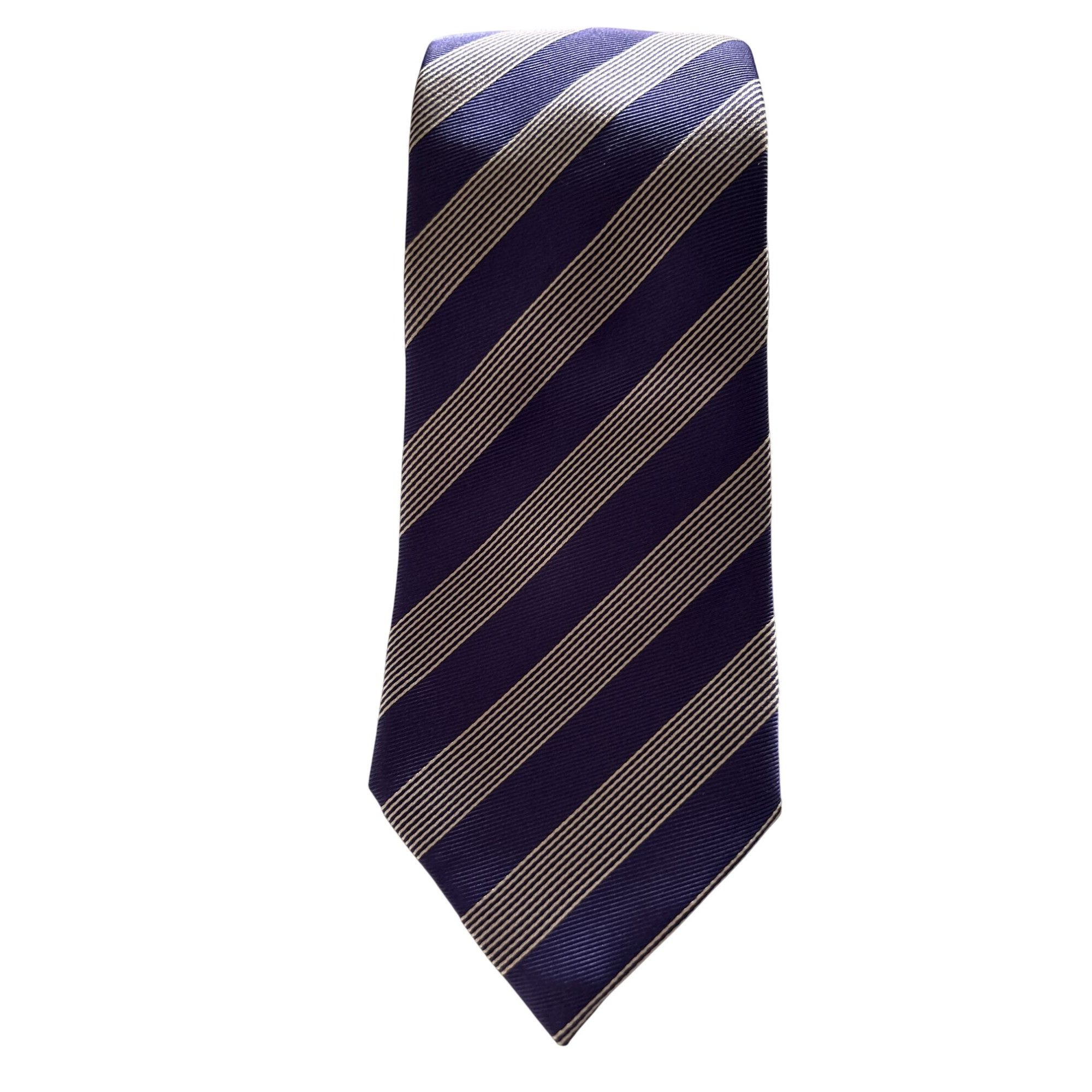 Luigi Borrelli LUIGI BORRELLI Napoli Men's 100% Silk Tie Blue Gray/Silver S Size ONE SIZE - 7 Thumbnail