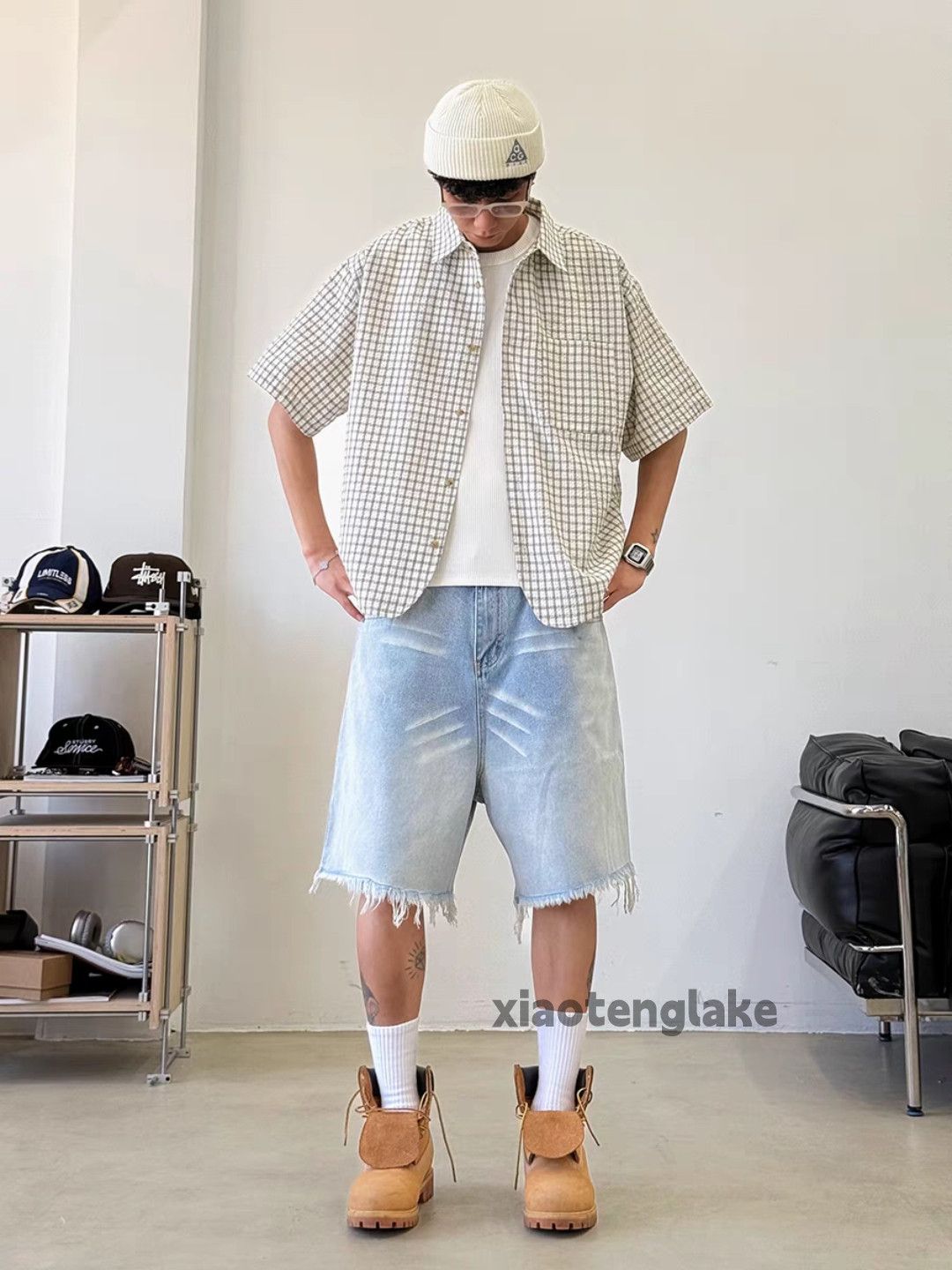 Vintage Unisex washed faded flared skate hiphop baggy shorts Size US 32 / EU 48 - 5 Thumbnail