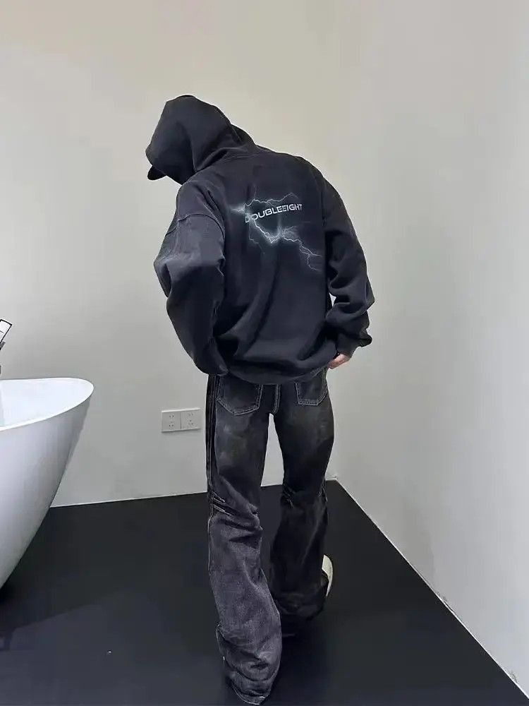 Japanese Brand Street wash black baggy micro flare jeans Size US 30 / EU 46 - 4 Thumbnail