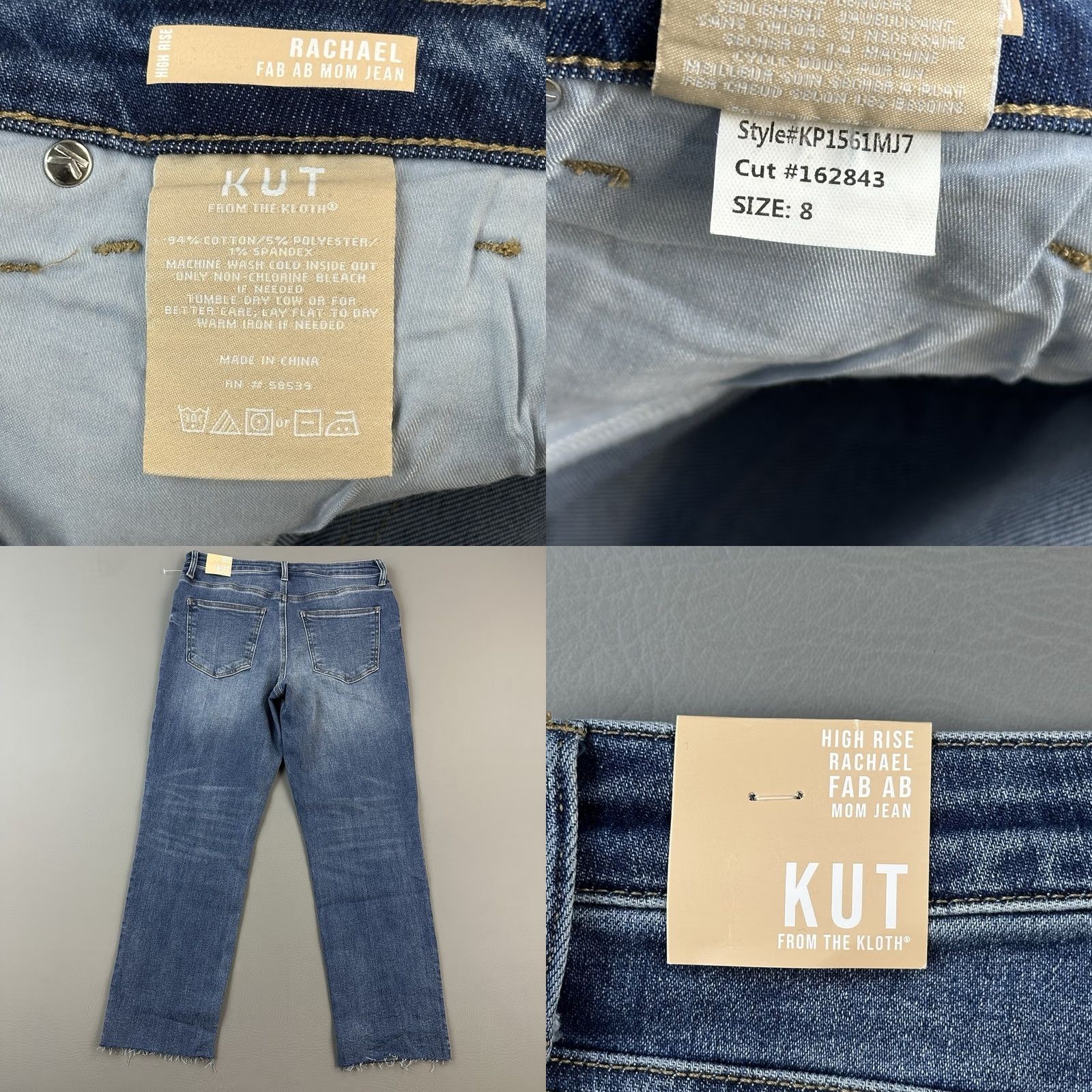 Vintage KUT from the Kloth Jeans Womens 8 Blue High Rise Rachael Fab Ab Mom Jean Raw Hem Size 30" / US 8 / IT 44 - 8 Thumbnail