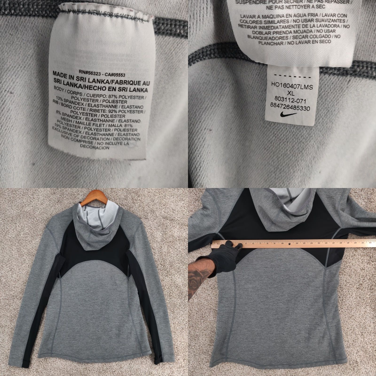 Nike Nike Pro Hoodie Womens XL Gray Hyper Warm Training Running Trail Outdoor Size XL / US 12-14 / IT 48-50 - 8 Thumbnail