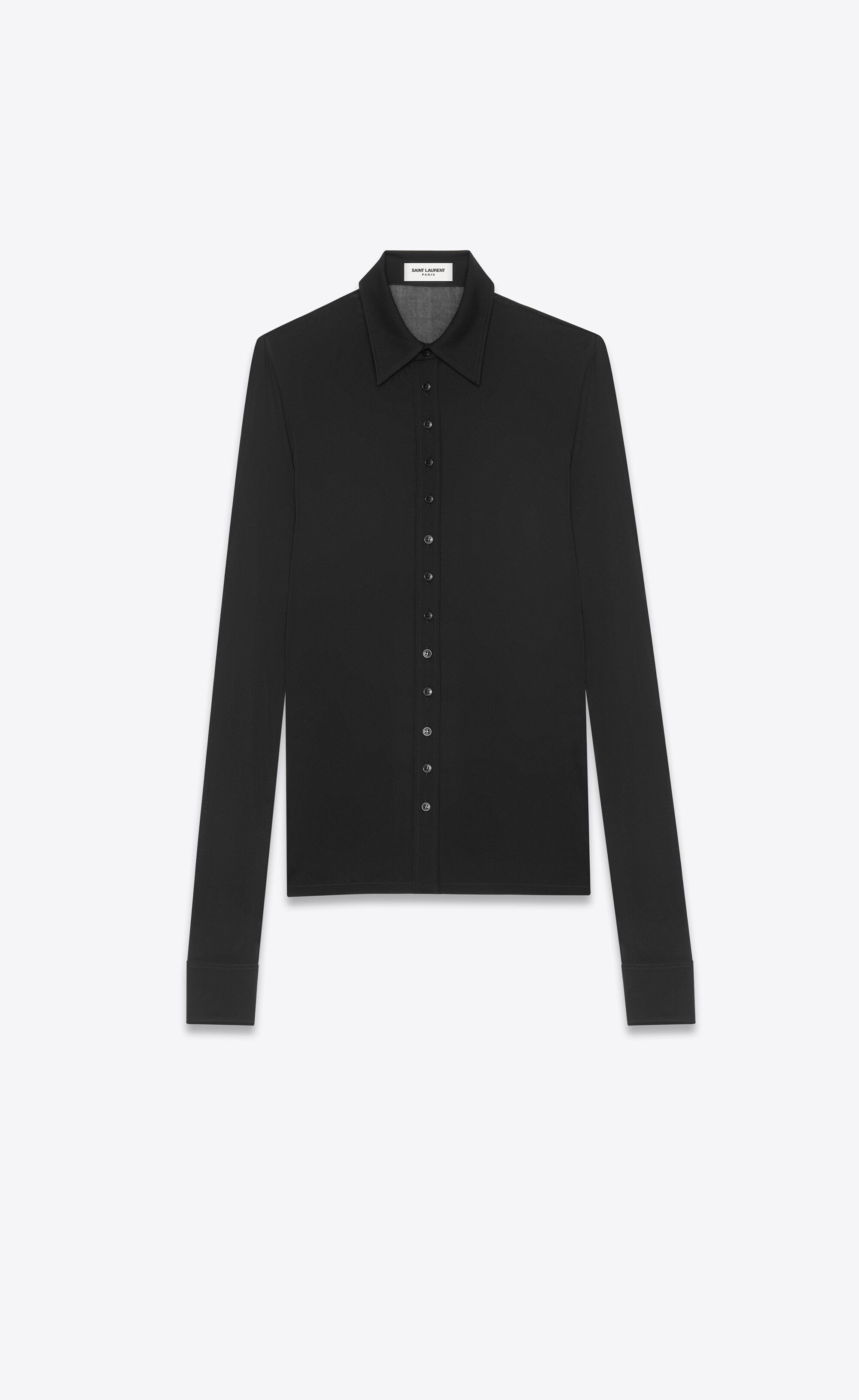 Saint Laurent Paris o1s1wg110625 773498 Shirt in Crepe Jersey in Black Size S / US 4 / IT 40 - 1 Thumbnail