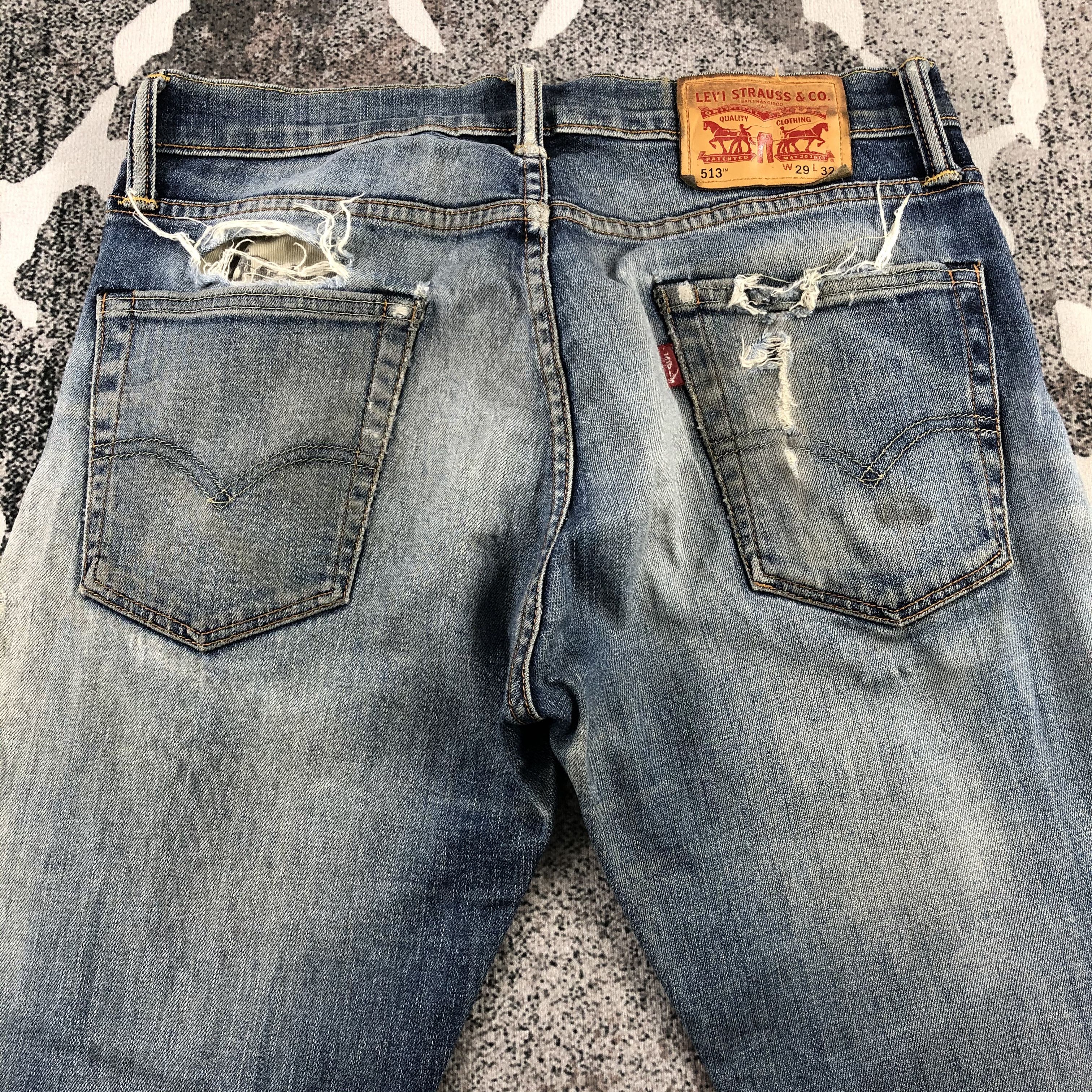 Levi's Vintage Levi's 513 Jeans Distress Faded Blue Denim KJ915 Size US 29 - 4 Thumbnail