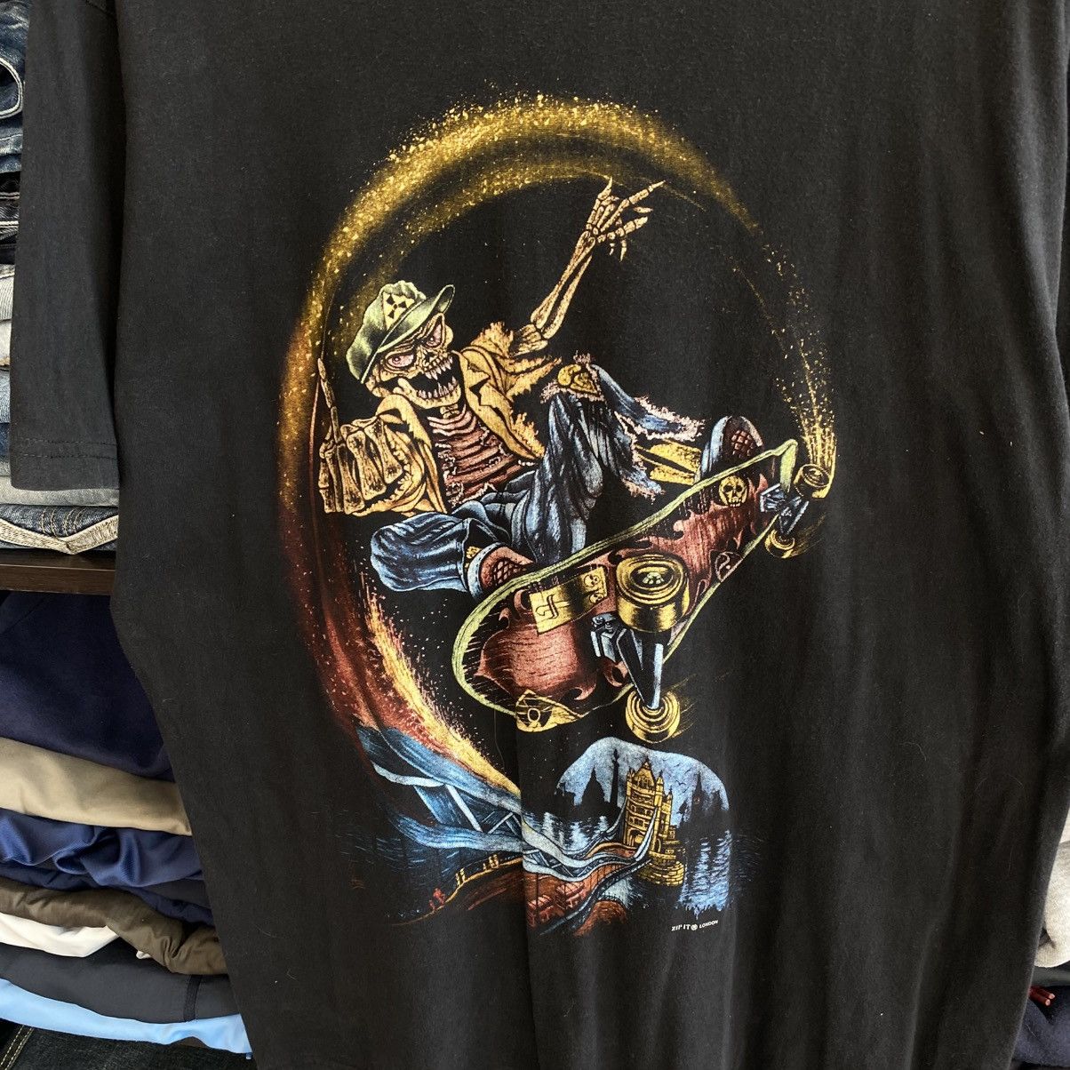 Vintage Vintage Zip It Big Logo Skull Graphic Made in usa tee Size US XL / EU 56 / 4 - 2 Thumbnail