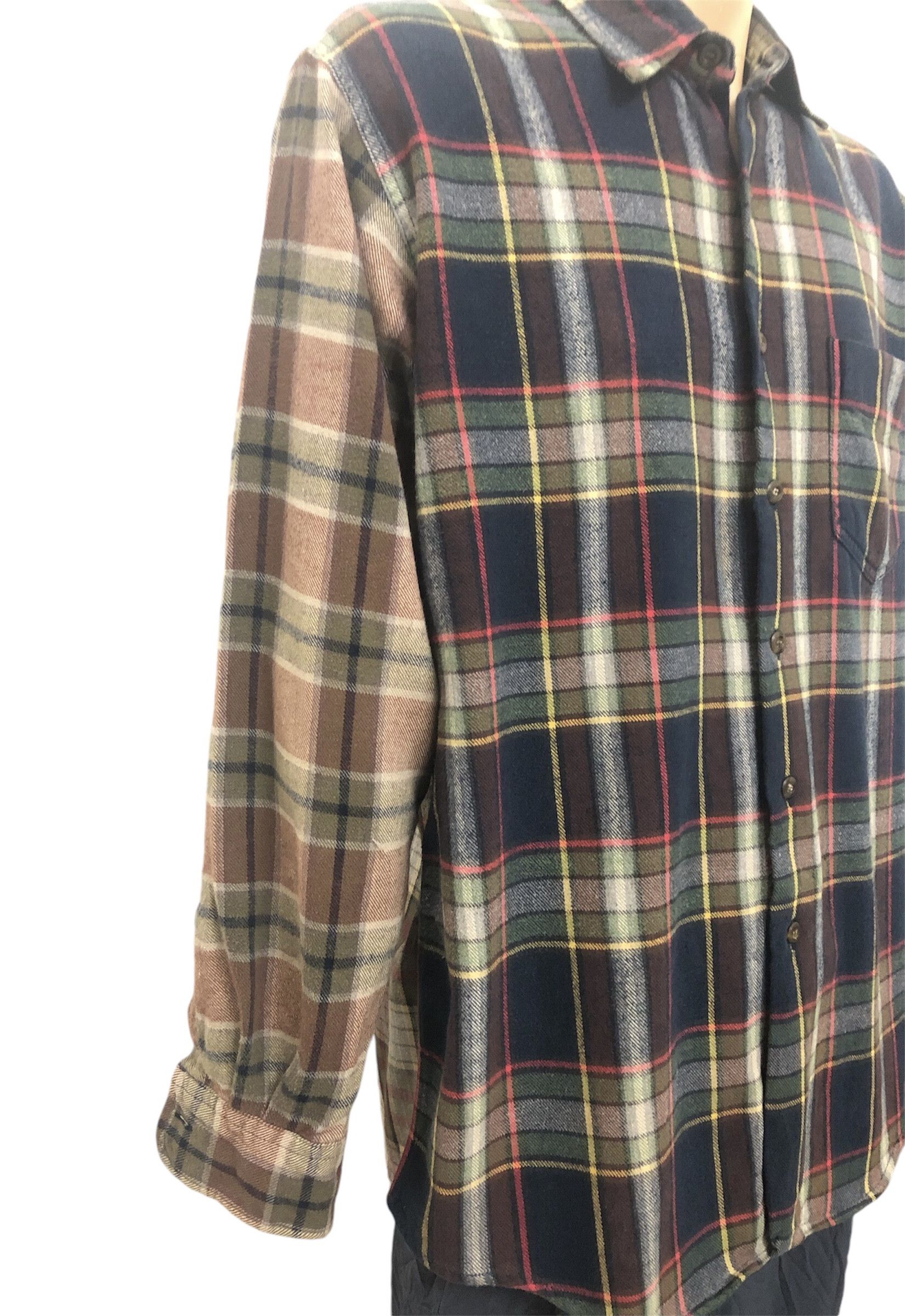 American Apparel × J.Crew × Vintage Rare 90s J.CREW Flannel Mixed Plaid Shirt Size US M / EU 48-50 / 2 - 3 Thumbnail