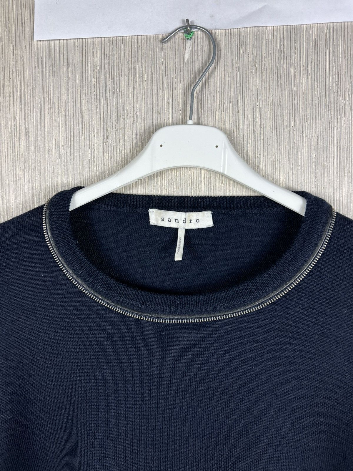 Sandro Archive Sandro Paris merino wool zipper neck sweater navy Size US L / EU 52-54 / 3 - 9 Thumbnail