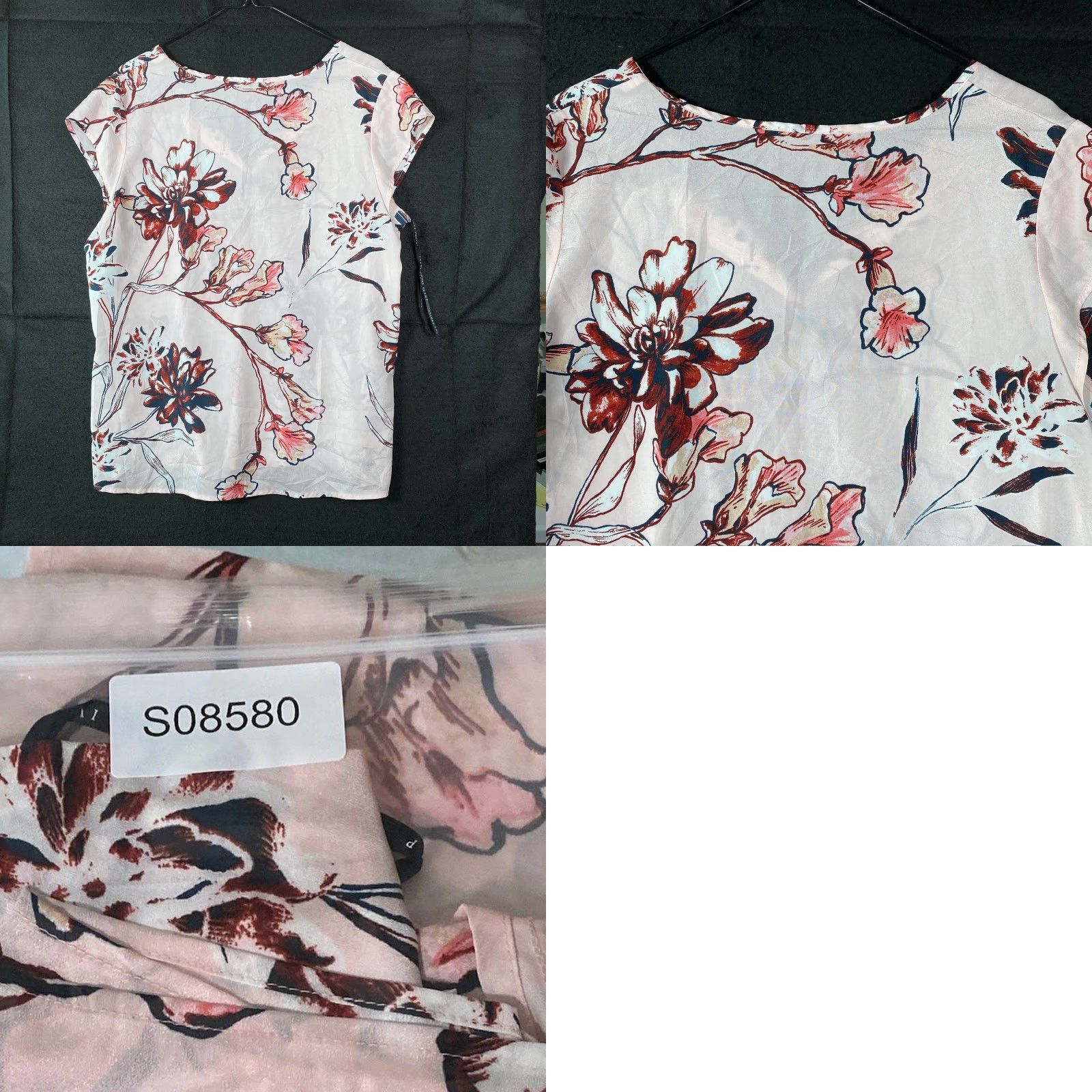 Pinko Ivanka Trump Blouse Pink Multi Floral V-Neck Short Sleeve Sheer Large Shirt Women Size L / US 10 / IT 46 - 8 Thumbnail