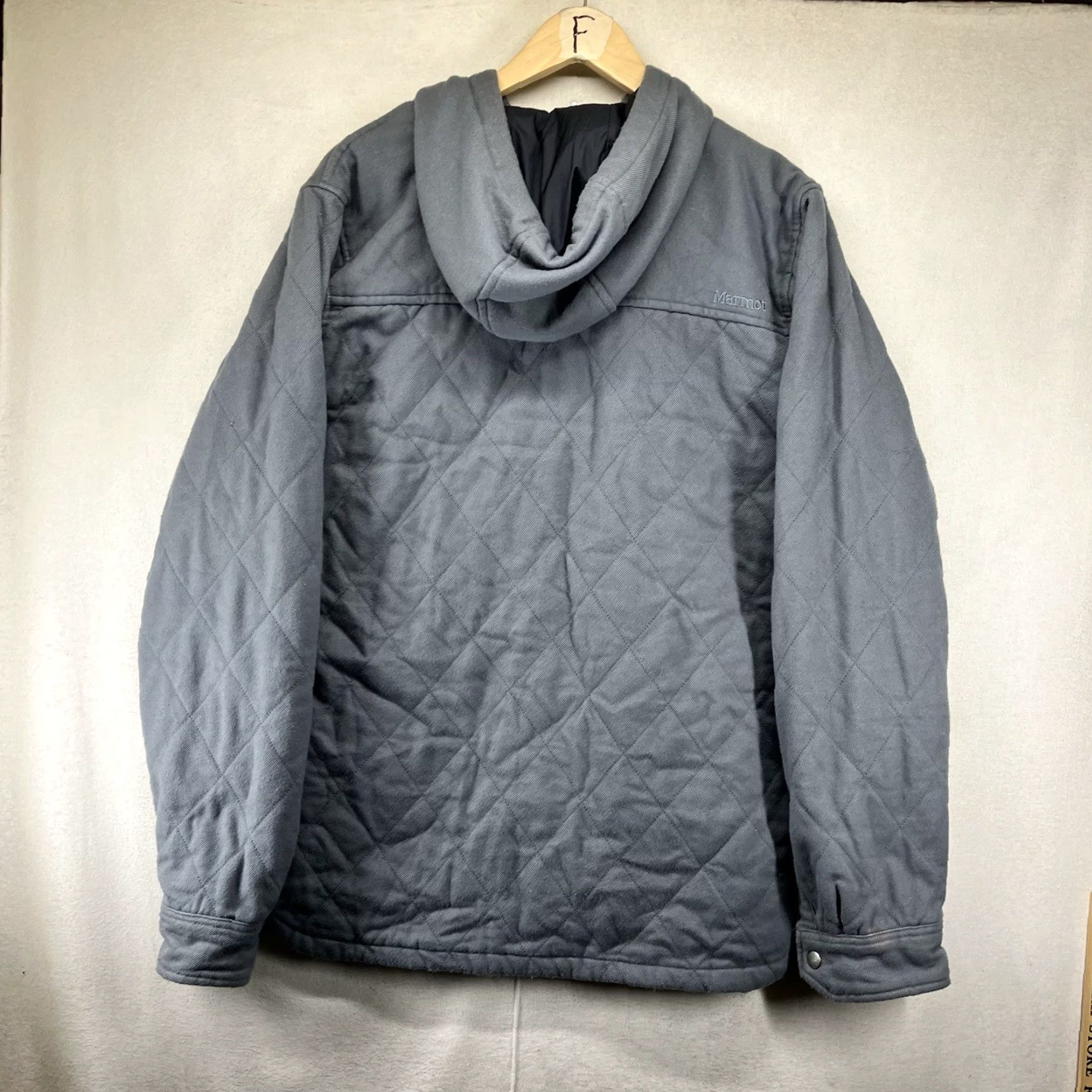 Marmot Marmot Mens Hoodie Large Full Zip Quilt Lined Light Blue Snap Button Size US L / EU 52-54 / 3 - 2 Thumbnail