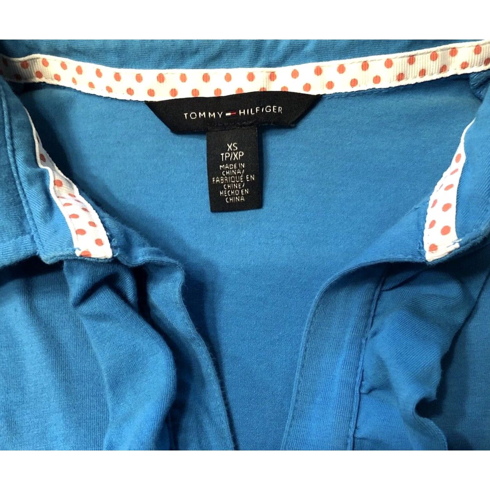 Tommy Hilfiger Vintage Tommy Hilfiger Polo Top XS Blue Ruffle V-Neck Short Sleeve Y2k 2000s Preppy Size XS / US 0-2 / IT 36-38 - 7 Thumbnail