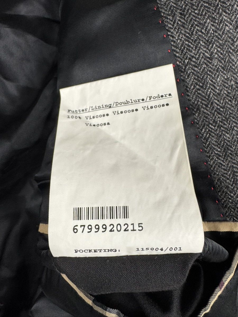 Burberry × Vintage Burberry charcoal wool cashmere blend long blazer old money Size 44R - 17 Thumbnail