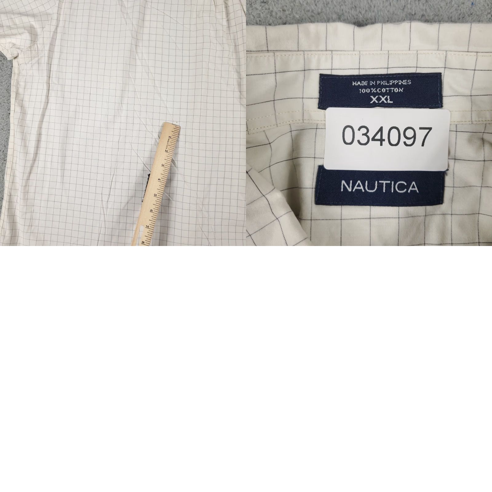 Nautica Nautica Shirt Mens 2XL Beige Check Button-Up Short Sleeve Casual Business Formal Party/Cocktail Travel Workwear Mens Size US XXL / EU 58 / 5 - 8 Thumbnail