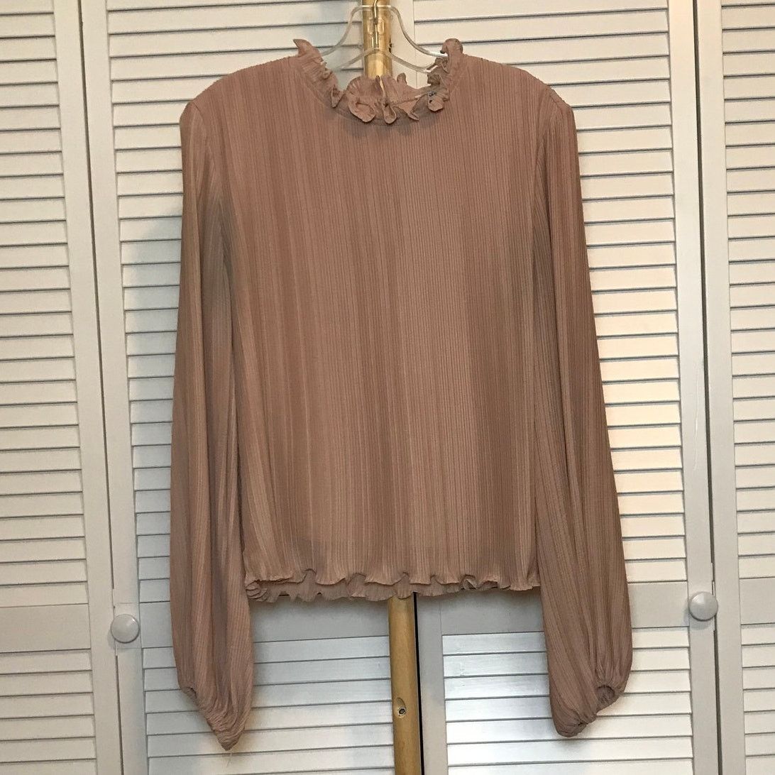 Other She + Sky Satin Smocked Neck Long-Sleeve Cropped Blouse L Size L / US 10 / IT 46 - 1 Thumbnail