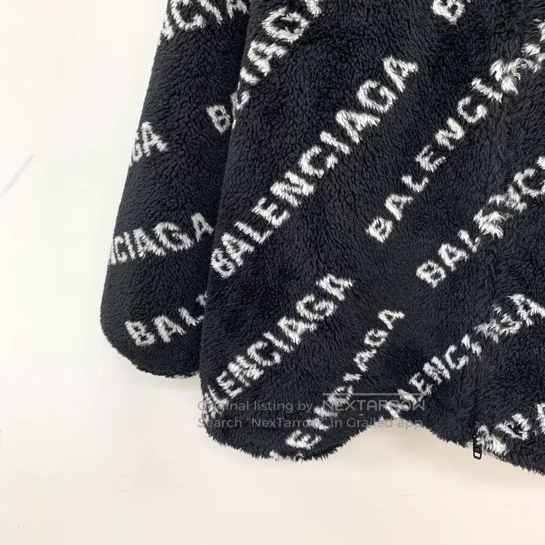 Balenciaga Balenciaga Black Logo Teddy zip-up jacket Size XS / US 0-2 / IT 36-38 - 4 Thumbnail