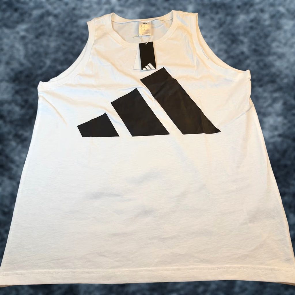 Adidas Adidas Tank Top Sleeveless Athletic White Black Mens M Graphic Print Logo Crew Neck Gym Training NWT Size US M / EU 48-50 / 2 - 1 Thumbnail
