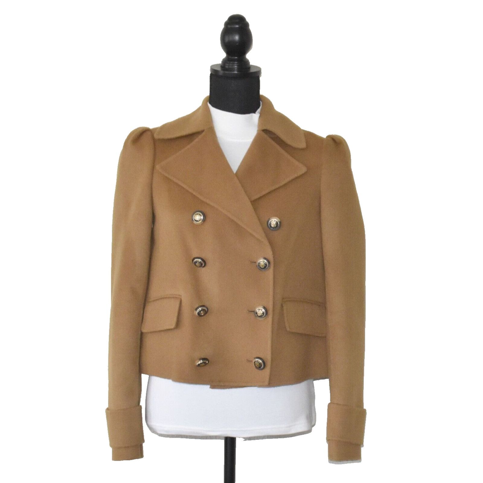 Veronica Beard VERONICA BEARD Camel Wool Double Breasted Crop Jacket Sz 0 Size XS / US 0-2 / IT 36-38 - 1 Thumbnail