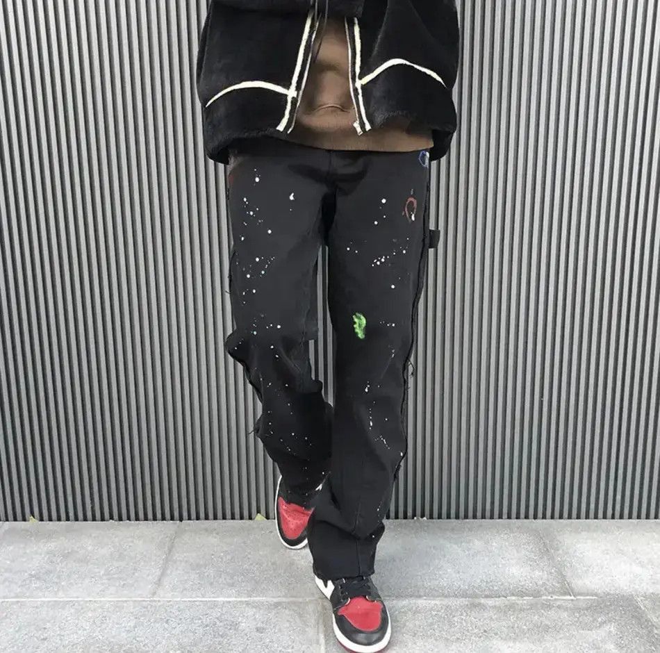 Japanese Brand Black Color Graffiti Cargo Flared Streetwear Jeans y2k Size US 30 / EU 46 - 2 Thumbnail