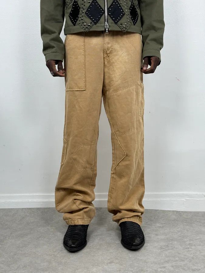 Armani 2000s Armani Irregular Straight Relaxed Beige Pants Size US 30 / EU 46 - 1 Thumbnail