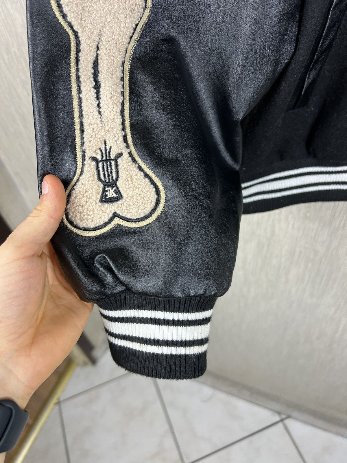 Japanese Brand Made Extreme leather wool varsity jacket kapital bones boxy Size US L / EU 52-54 / 3 - 10 Thumbnail