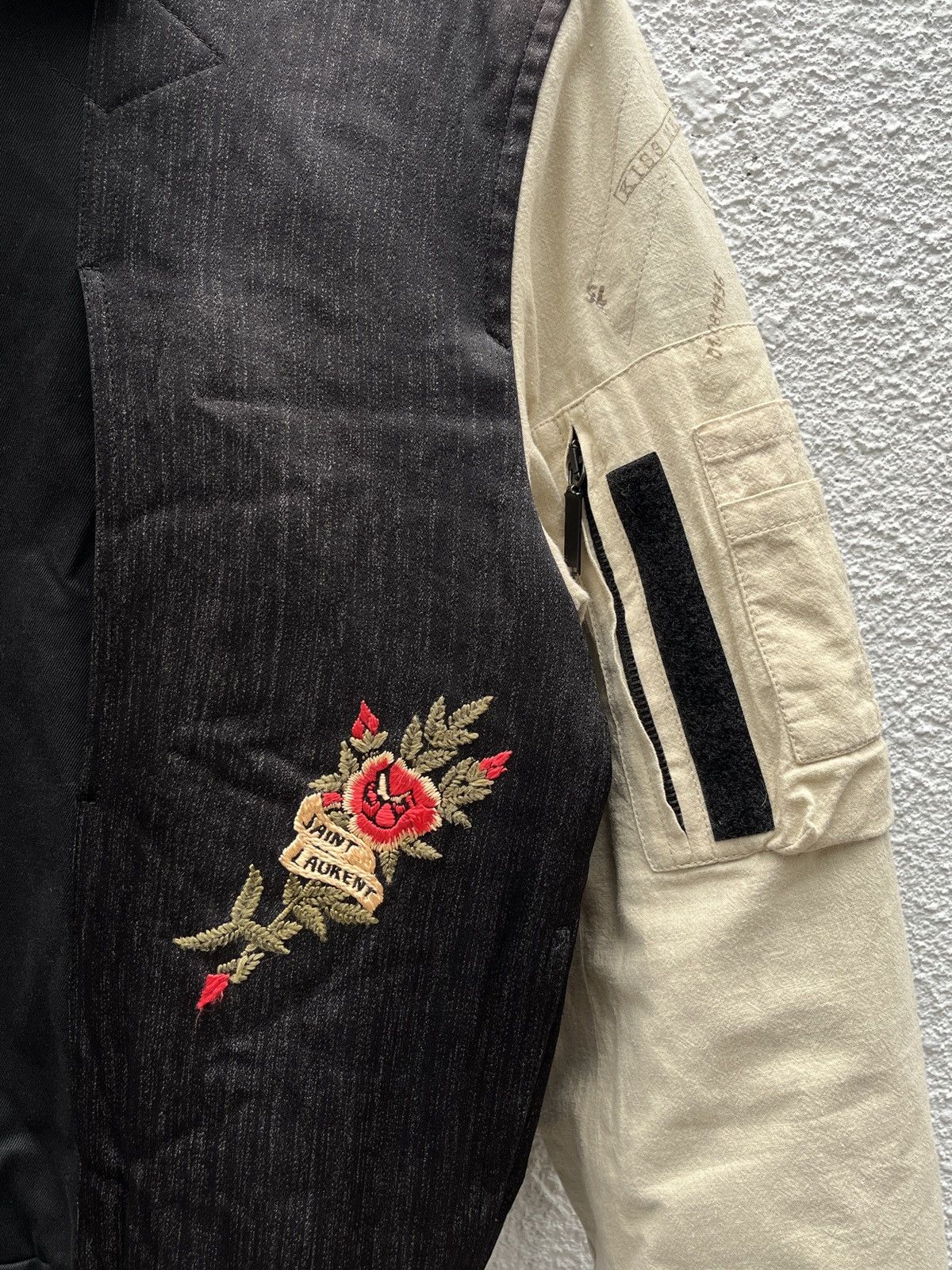 Saint Laurent Paris FW 2017 SLP Embroidered Distressed Bomber Jacket Size US S / EU 44-46 / 1 - 3 Thumbnail