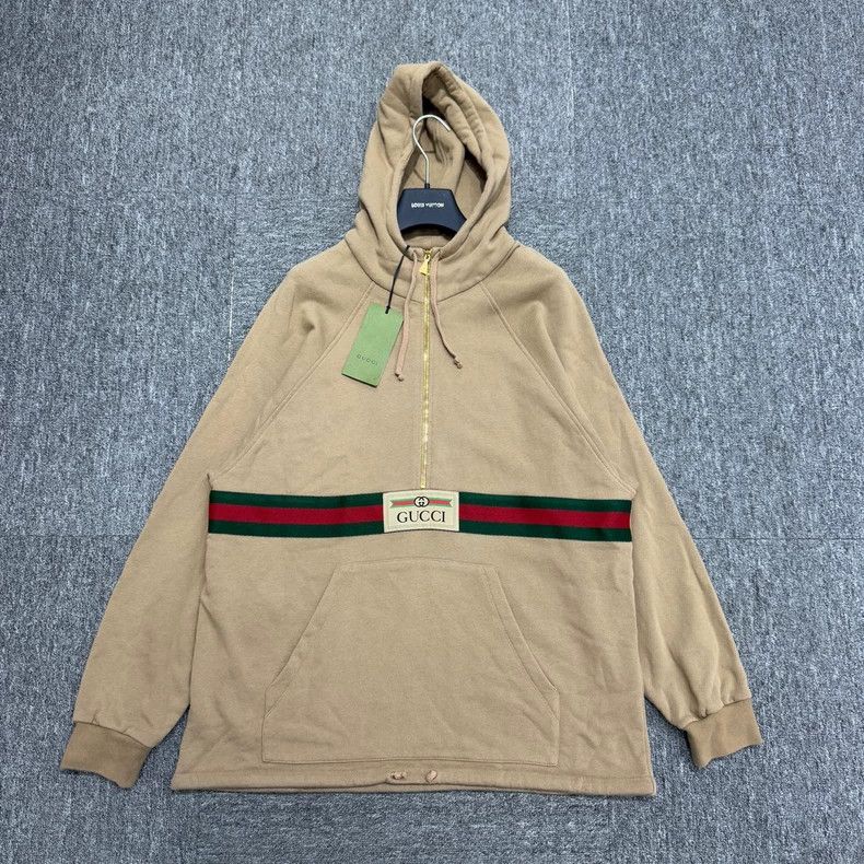 Gucci Gucci Brown half-zipper hooded sweatshirt 2503-Nextarrow Size US S / EU 44-46 / 1 - 1 Thumbnail