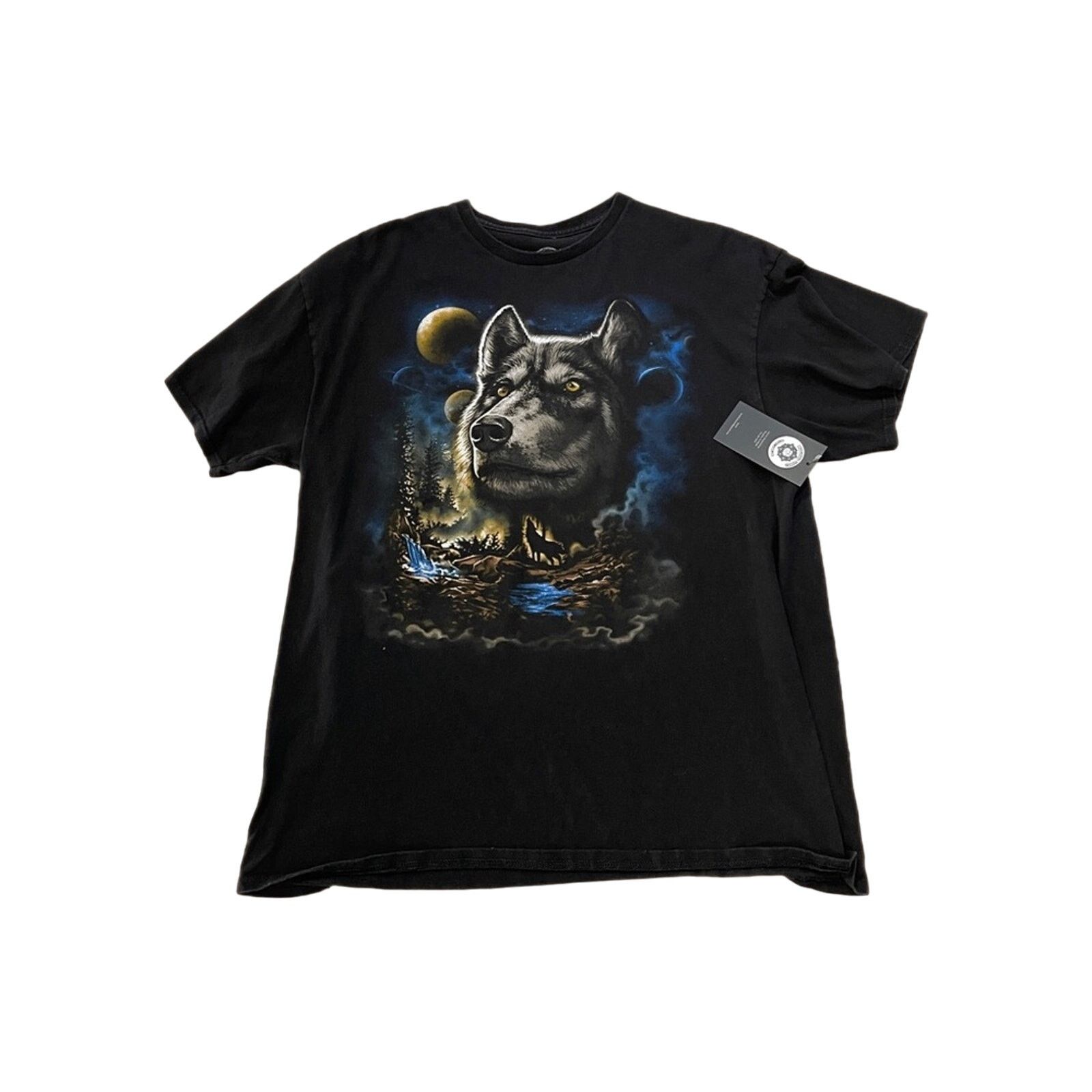 Vintage Black wolf print t-shirt Size US XL / EU 56 / 4 - 1 Thumbnail