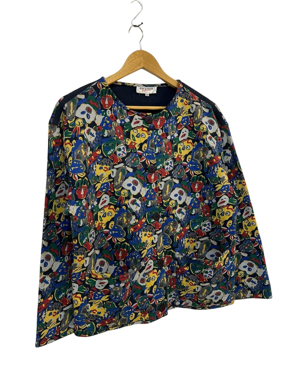 Jean Paul Gaultier Jean Paul Gaultier Public Multicolor Mask Print Jacket 80s Size US M / EU 48-50 / 2 - 3 Thumbnail