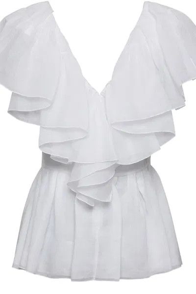 Chloe o1y0825 Short Sleeves Blouse in White Size S / US 4 / IT 40 - 1 Thumbnail