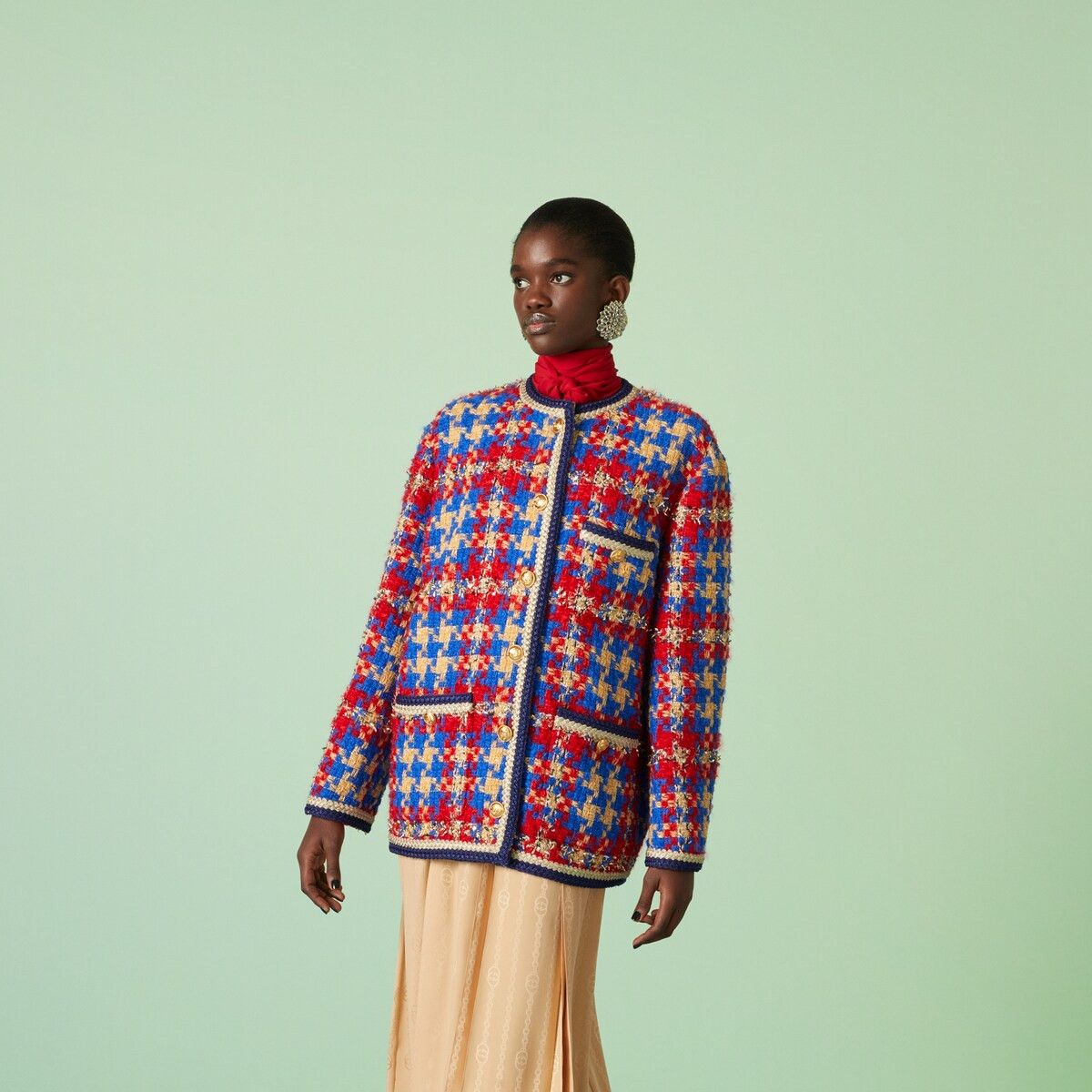 Gucci 38 XS - Gucci Lame Check Wool Tweed Jacket Red Blue Yellow Size XS / US 0-2 / IT 36-38 - 5 Thumbnail