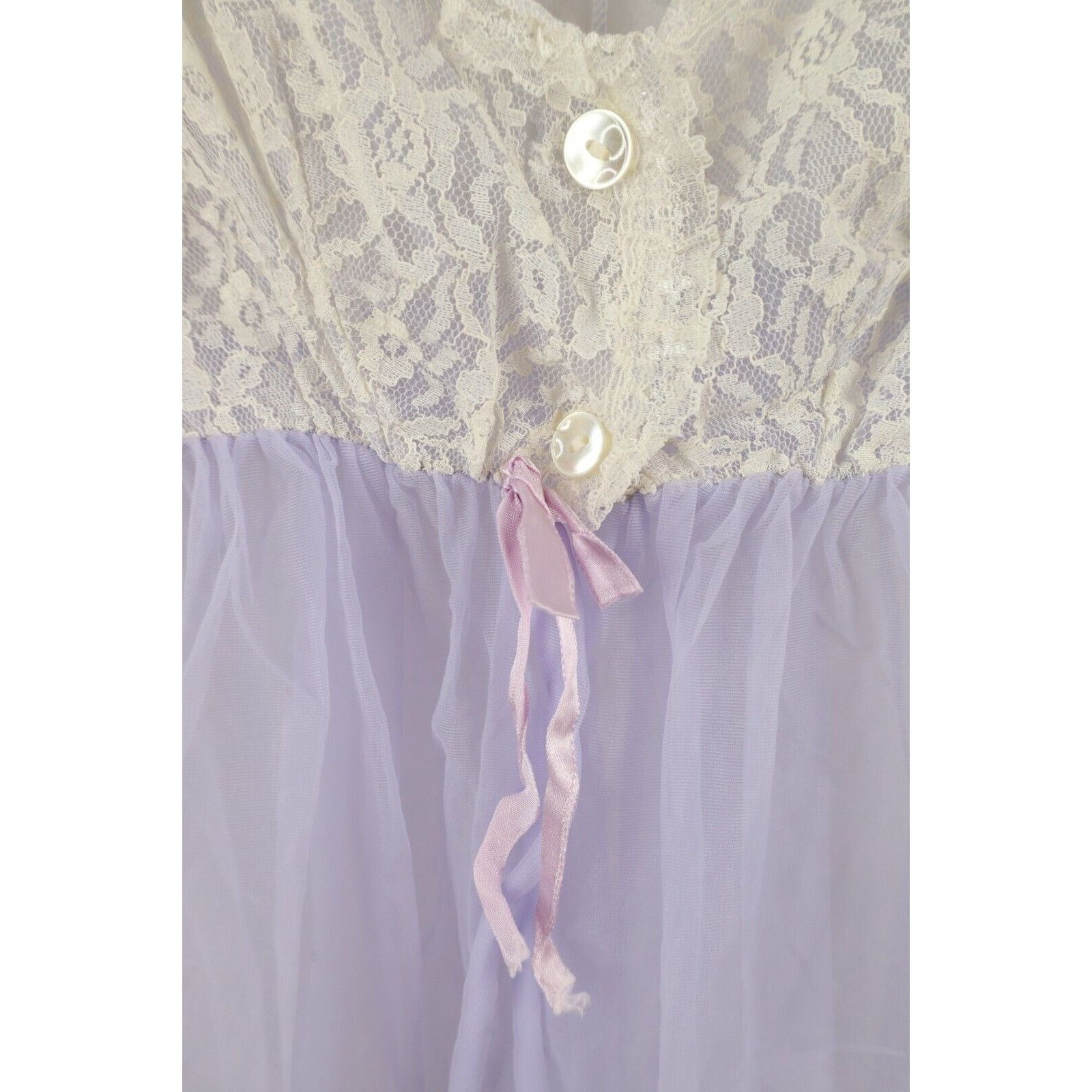 Vintage Vintage 50s 60s Sheer Fairy Lace Flower Chiffon Night Gown Size M / US 6-8 / IT 42-44 - 5 Thumbnail