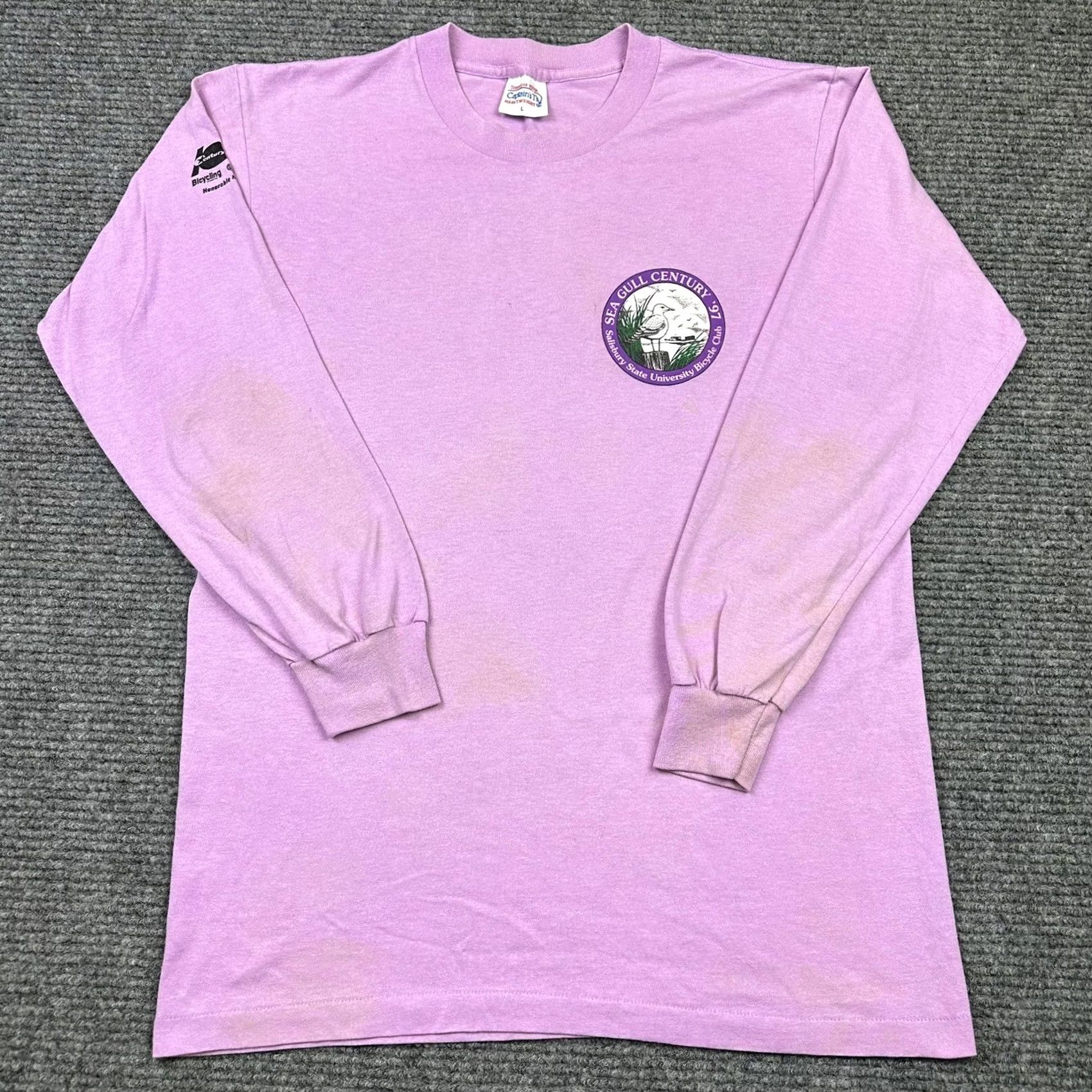 Vintage VINTAGE Salisbury State Bicycle Club Maryland Sea Gull Grunge T-Shirt Large White Pink 90s Unisex T-Shirt Mens Womens Size US L / EU 52-54 / 3 - 3 Thumbnail