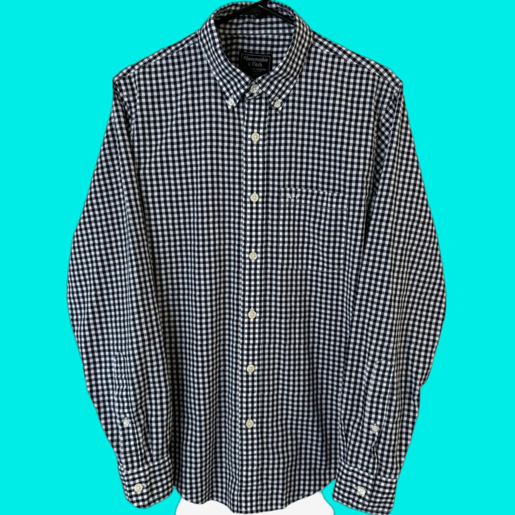 Abercrombie & Fitch Abercrombie & Fitch Gingham Plaid Button-Down Shirt Blue & White Men's M Medium Shirt Size US M / EU 48-50 / 2 - 1 Thumbnail