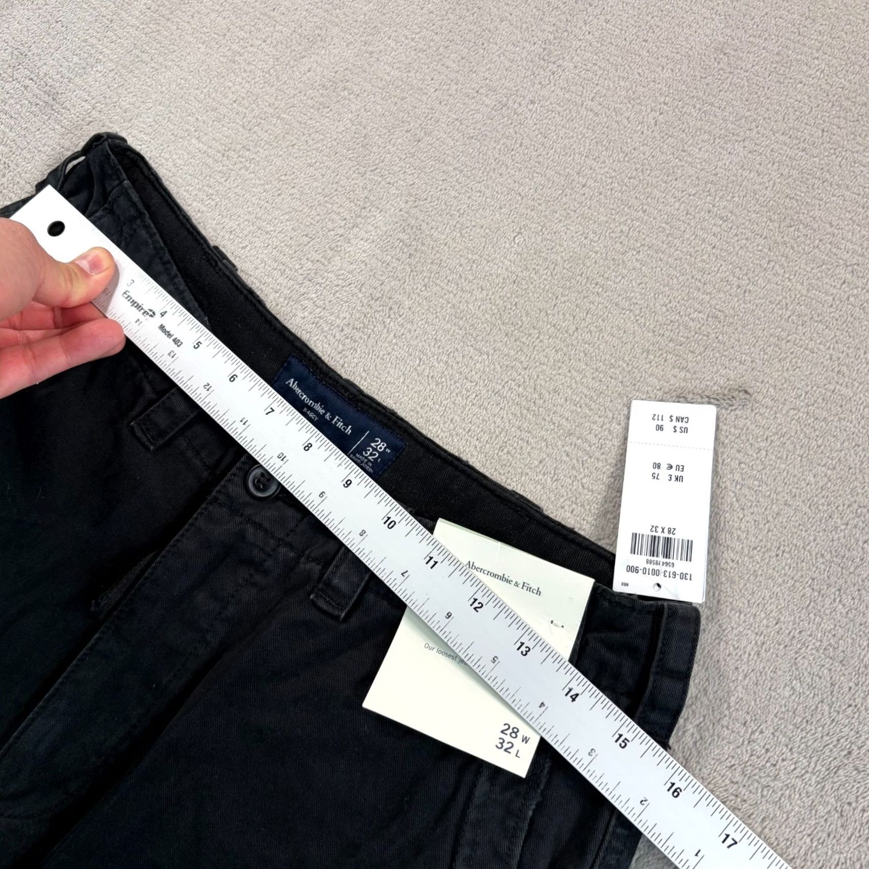 Abercrombie & Fitch Abercrombie & Fitch Cargo Pants Black Men 30x31 Baggy Relaxed Cotton Flat Front 31in Inseam Retro Grunge Style Size US 30 / EU 46 - 5 Thumbnail