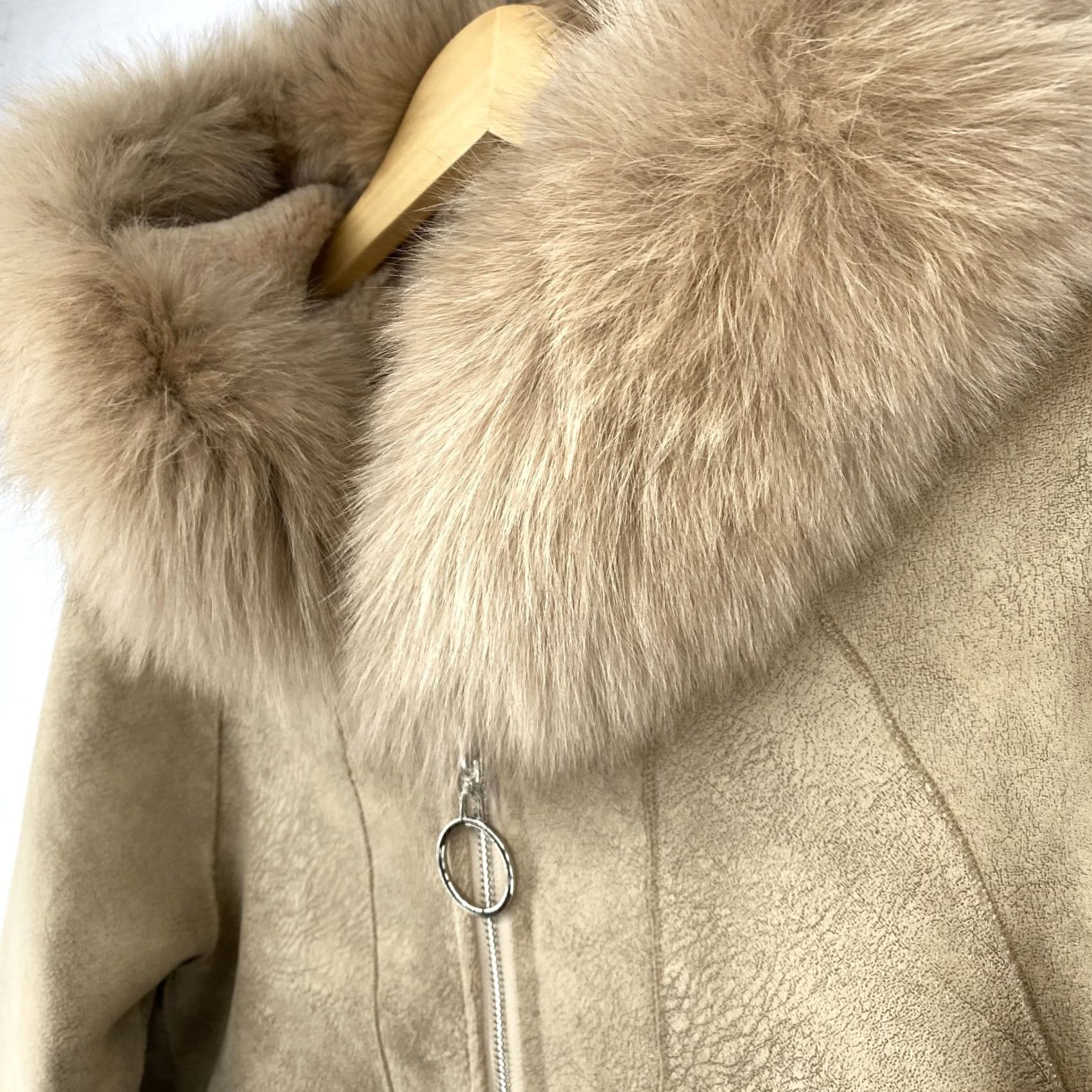 Vintage La Fiorentina Coat Womens S Beige Reversible Hooded Dyed Fox Fur Shearling Jacket 3/4 Sleeve Full Zip Size S / US 4 / IT 40 - 4 Thumbnail