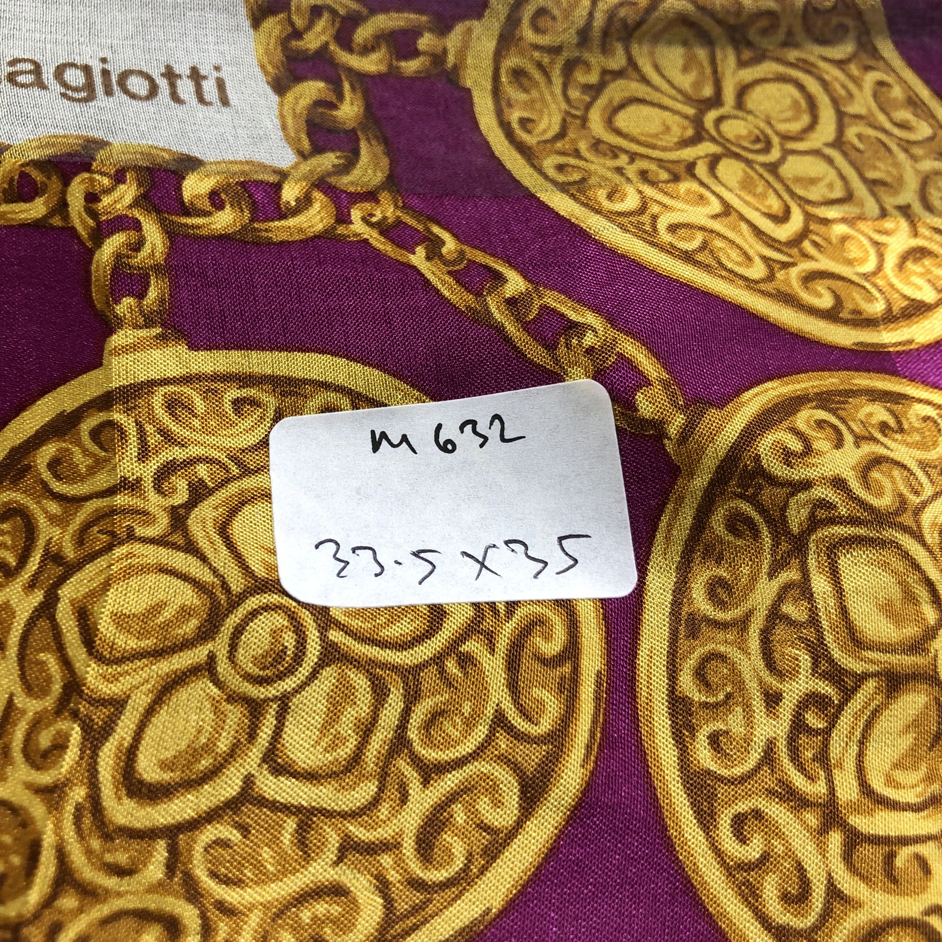 Vintage Laura Biagiotti Luxury Gold Chains Silk Scarf M632 Size ONE SIZE - 7 Thumbnail