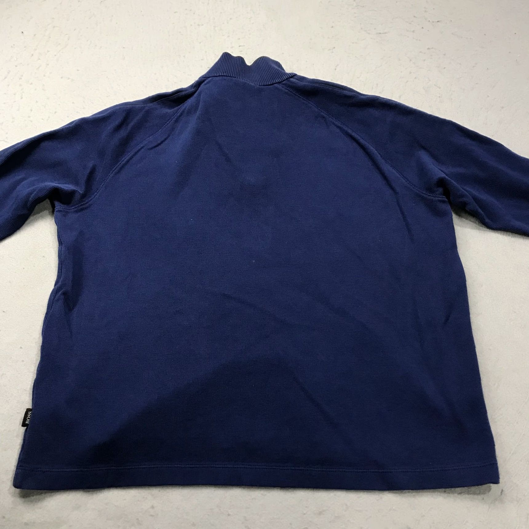 Hugo Boss HUGO BOSS Sweater Mens XL Blue Mock Neck 100% Cotton Logo Pullover Knit Solid Designer Shirt Size US XL / EU 56 / 4 - 7 Thumbnail