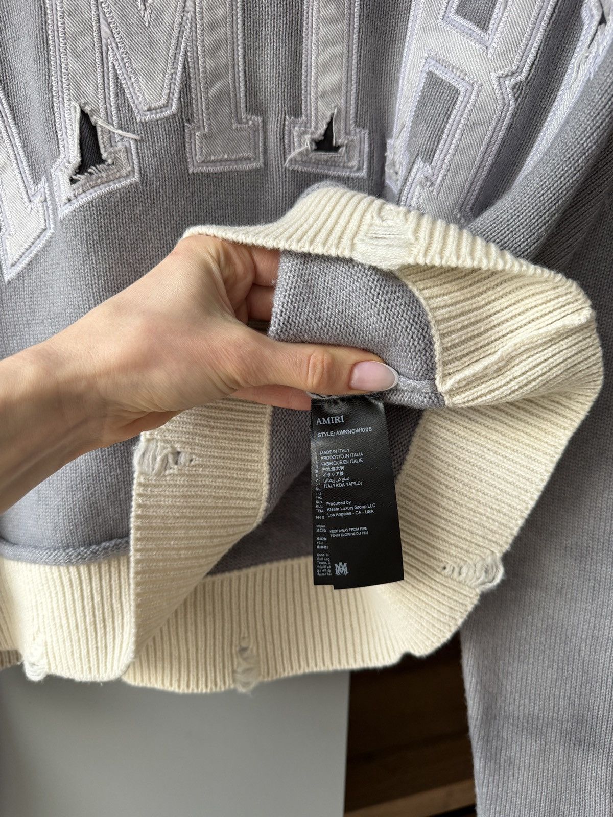 Amiri Amiri Vintage Cashmere Cropped Logo Embroidered Jumper Size M / US 6-8 / IT 42-44 - 4 Thumbnail
