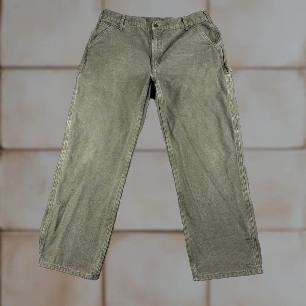 Carhartt Carhartt Pants Carpenter Men's 38x30 Green Straight 5-Pocket Workwear B111 MOS Lined Size US 38 / EU 54 - 1 Thumbnail