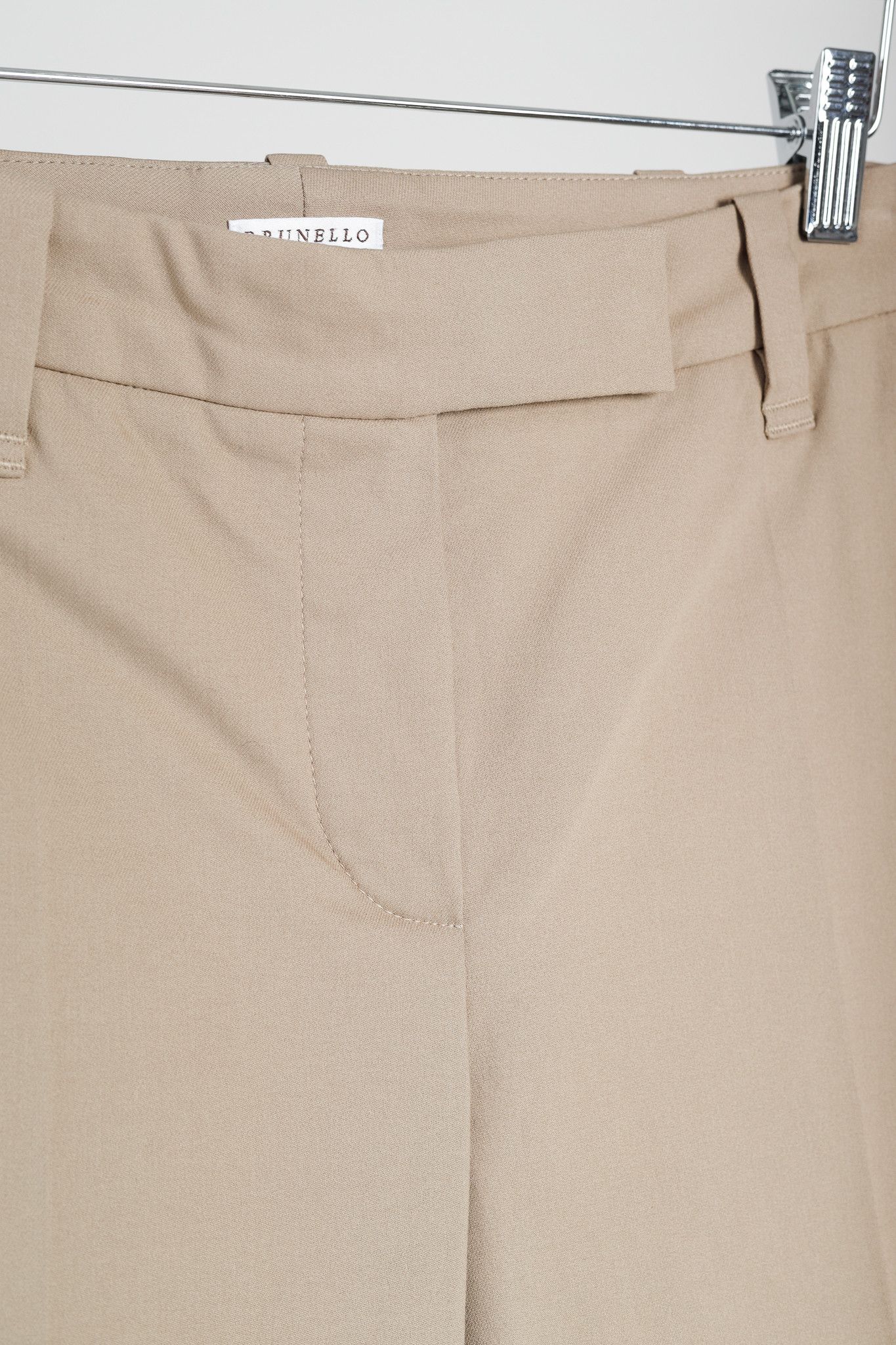 Brunello Cucinelli Brunello Cucinelli Taupe Cotton-Blend Straight-Leg Trousers Size 27" / US 4 / IT 40 - 8 Thumbnail