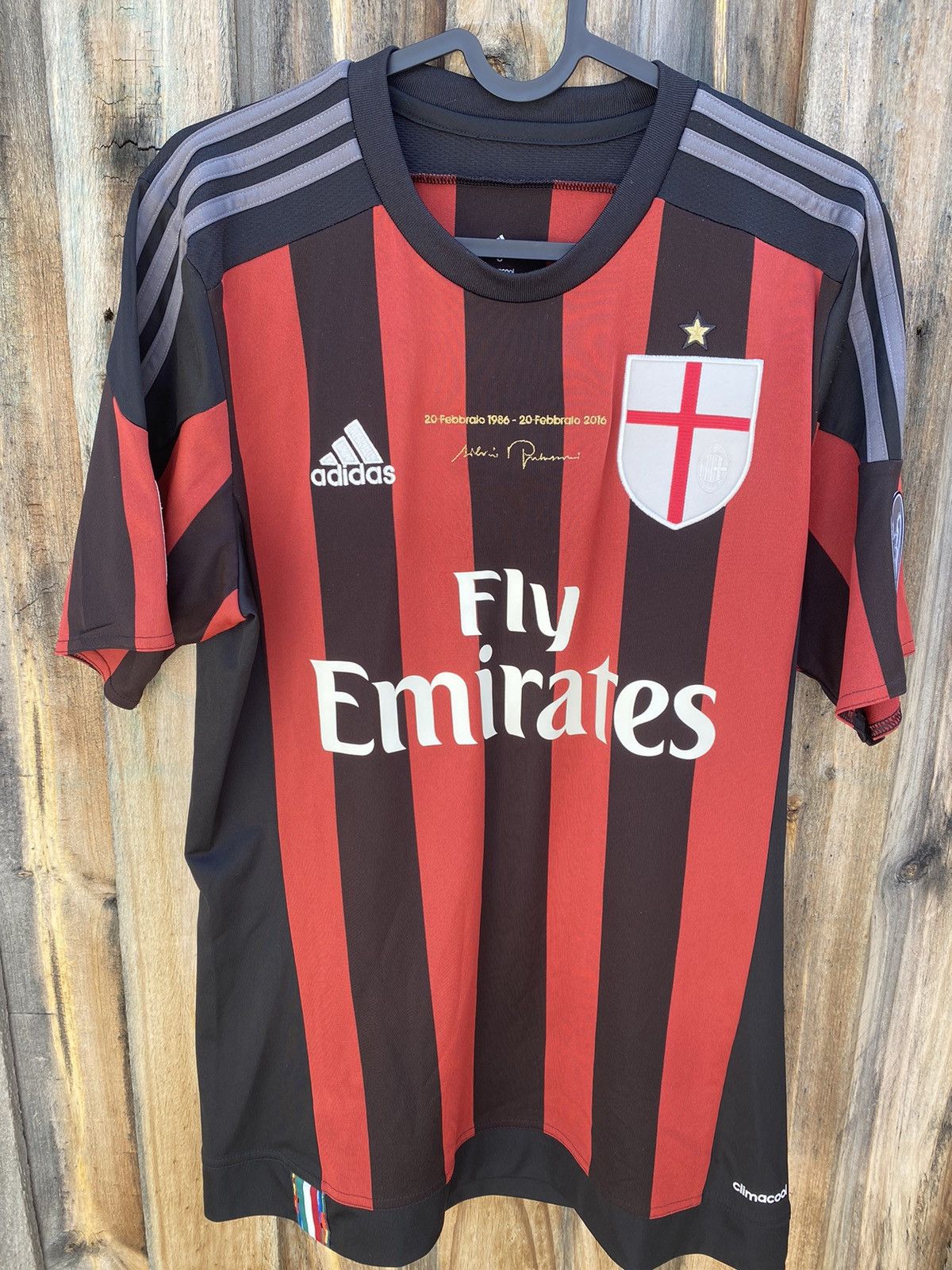 image of Adidas Ac Milan Home Jersey 2015/16 Serie A Season in Black Red, Men's (Size Small)