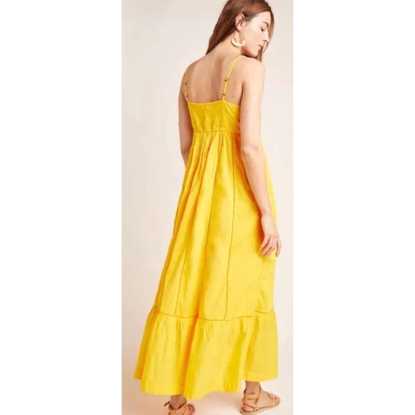 Anthropologie VINTAGE Anthropologie Maeve Arcadia Yellow Maxi Dress Ruffle Eyelet Sundress Sz 2 Size XS / US 0-2 / IT 36-38 - 2 Thumbnail