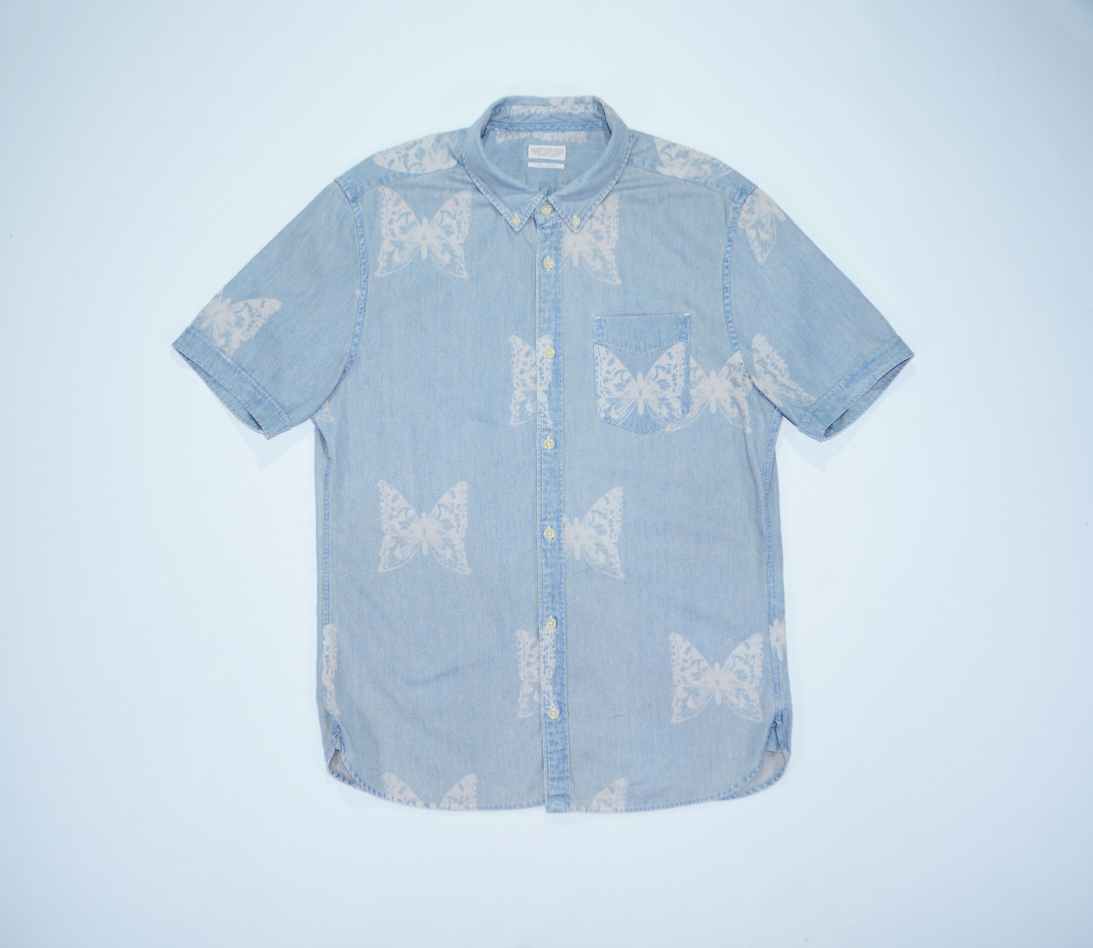 Allsaints Allsaints Papillon S/S Printed Cotton Light Denim Shirt Size US M / EU 48-50 / 2 - 1 Thumbnail