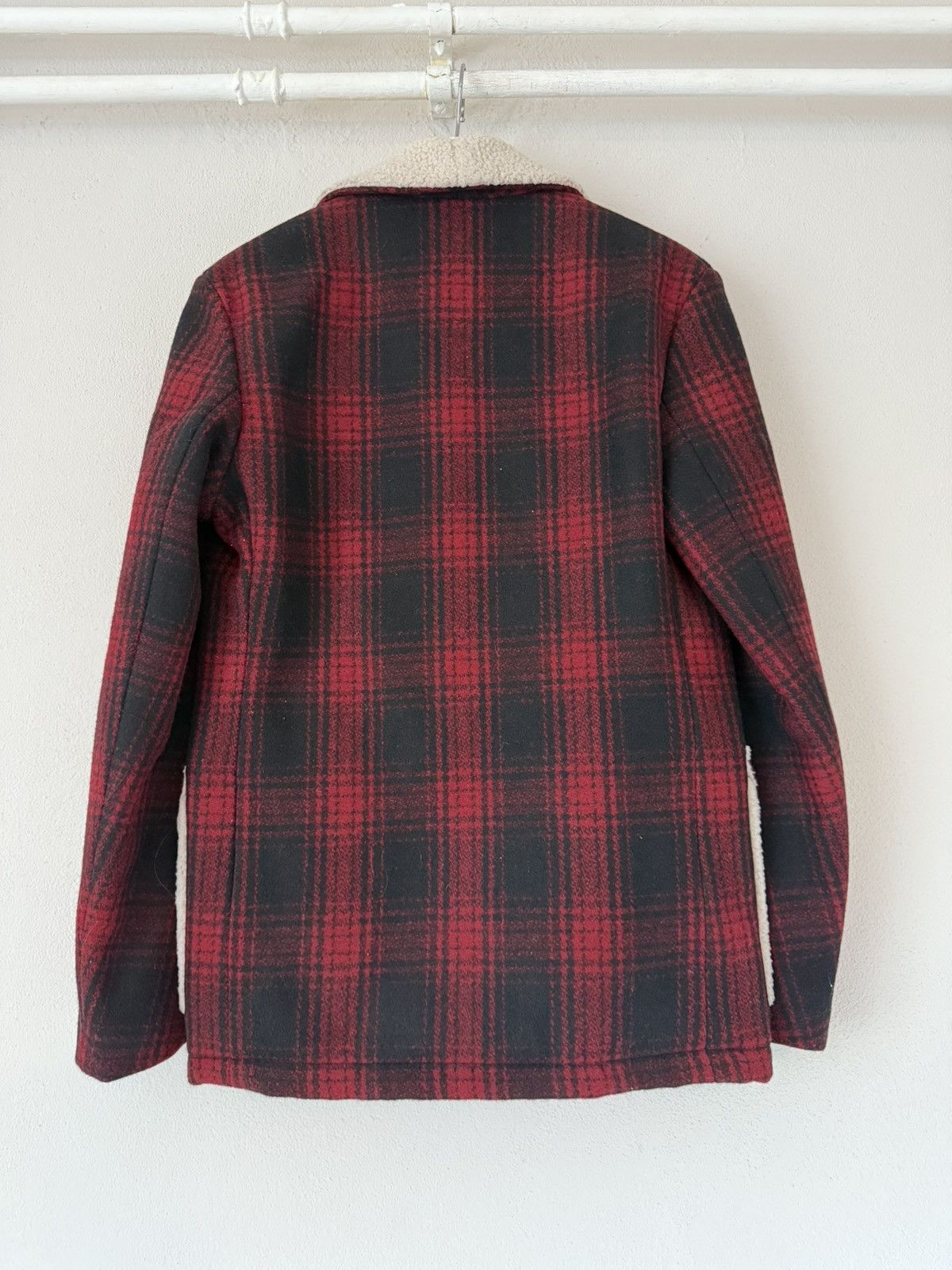 Hedi Slimane × Saint Laurent Paris FW16 Wool Red Plaid Sherpa Wrancher Coat Size US S / EU 44-46 / 1 - 5 Thumbnail