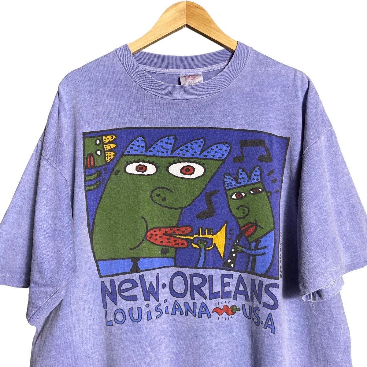 Vintage Vintage 90s Big Hed New Orleans Art T-Shirt / USA | Grailed