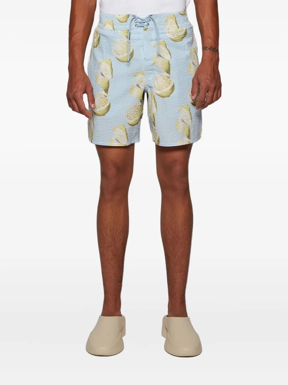 Givenchy o1srvl11e0725 Lemon-Print Seersucker Shorts in Light Blue Size US 38 / EU 54 - 2 Thumbnail
