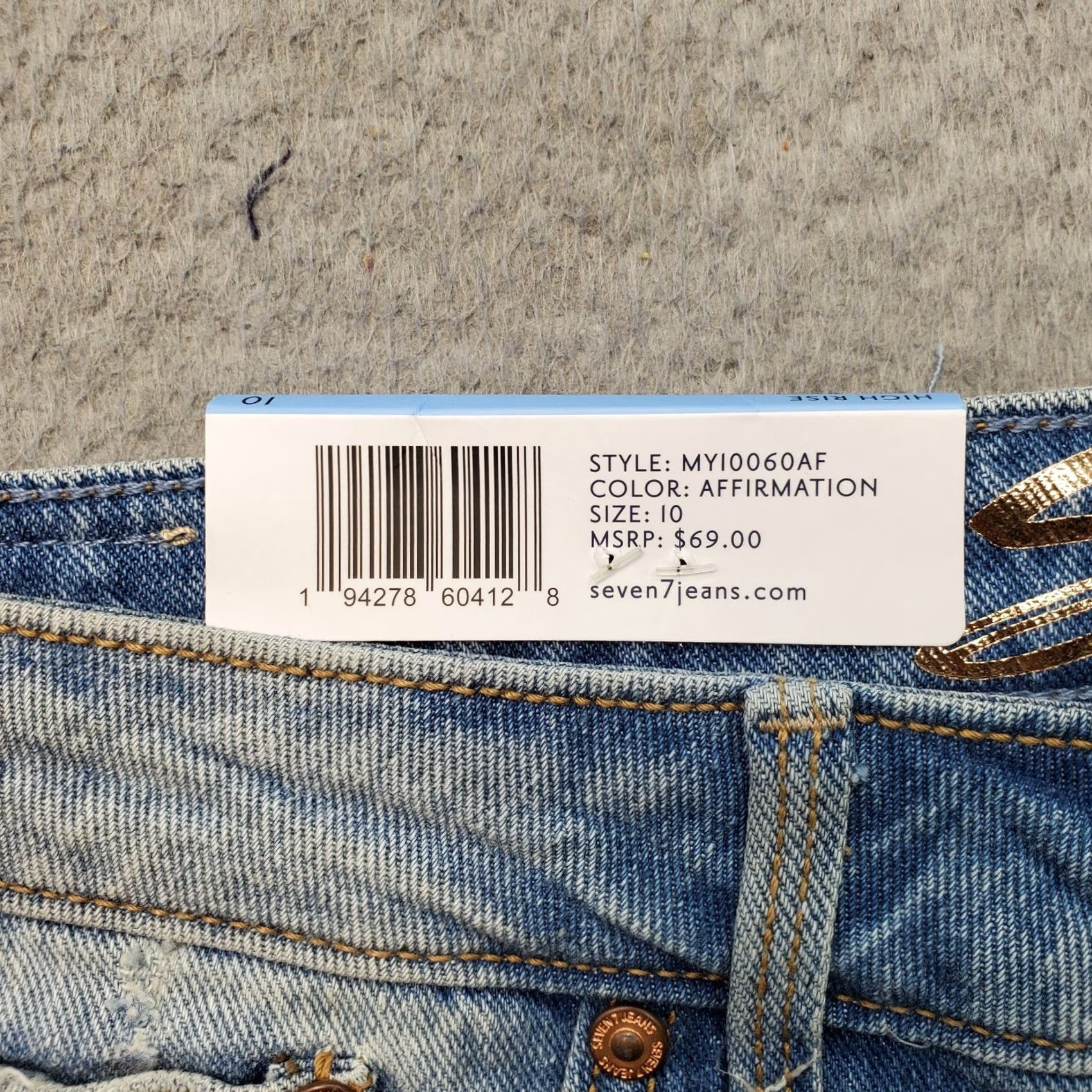 Vintage Seven7 Straight Jeans Womens 10 Blue Denim Stretch Light Wash High Rise Outdoor Jeans Size 32" / US 10 / IT 46 - 7 Thumbnail