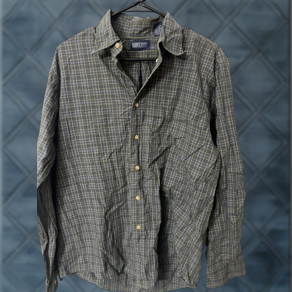 Lands' End Lands' End Button Shirt 16-35 Long Sleeve Mens Multicolor Plaid Cotton Shirt Men Long Sleeve Button-Up Casual Womens? Size US L / EU 52-54 / 3 - 1 Thumbnail