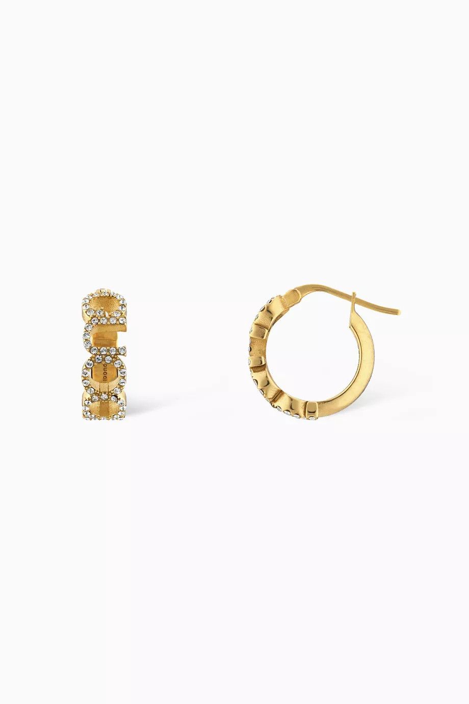 Gucci oc11z0126 Size: OS / Script Crystal Hoop Earrings In Gold Size ONE SIZE - 1 Thumbnail