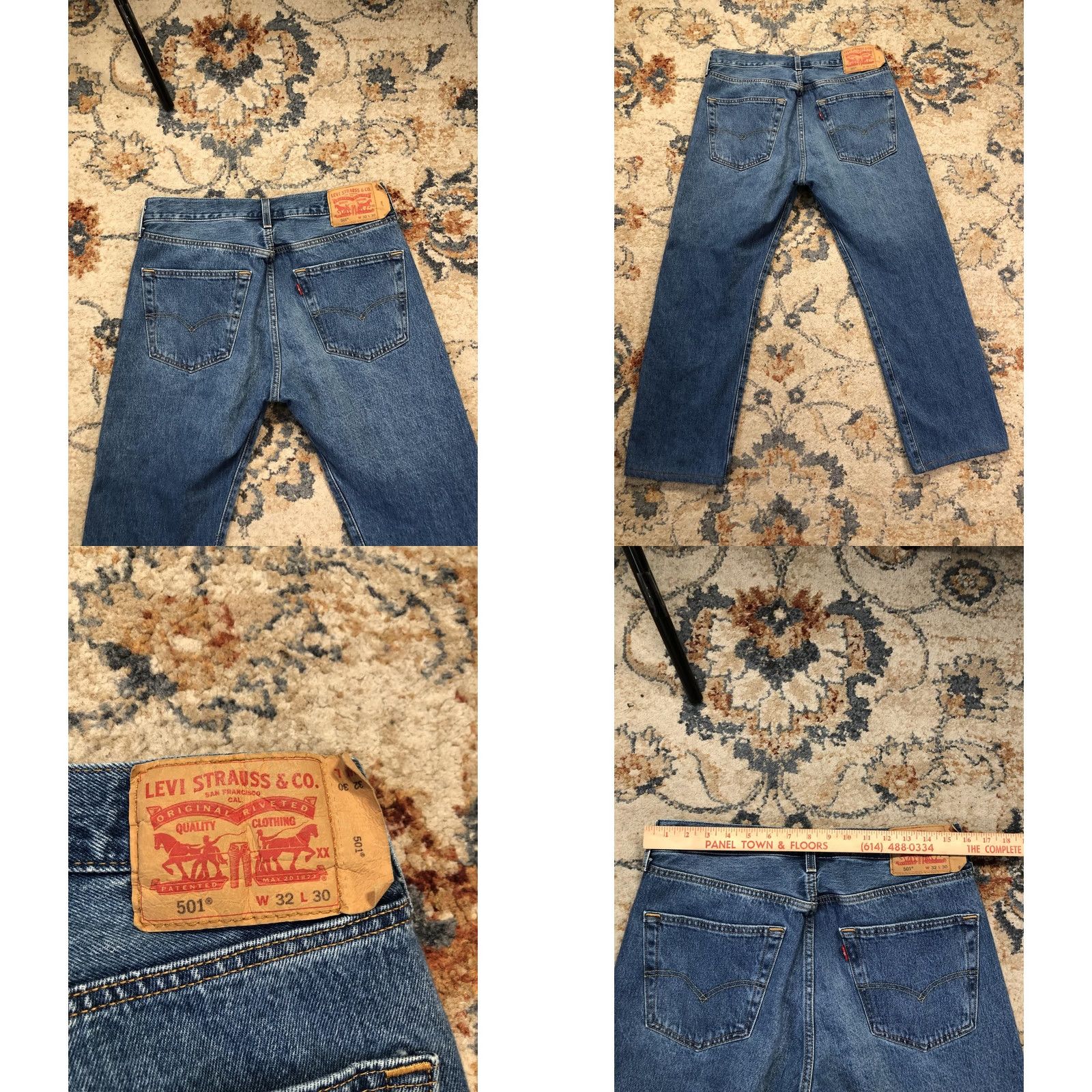 Levi's Levi's 501 Jeans Mens 32x27 Blue Wash Denim Straight Leg Button Fly Red Tab Shirt Size US 32 / EU 48 - 8 Thumbnail